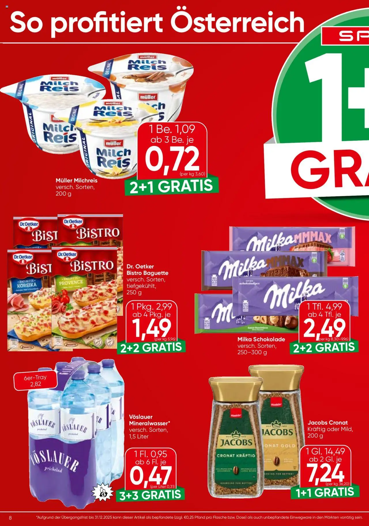 Spar Flugblatt - Wien gültig ab 16.10.2025 | Seite: 8 | Produkte: Jääkaappipakastin, Milch, Schokolade, Reis
