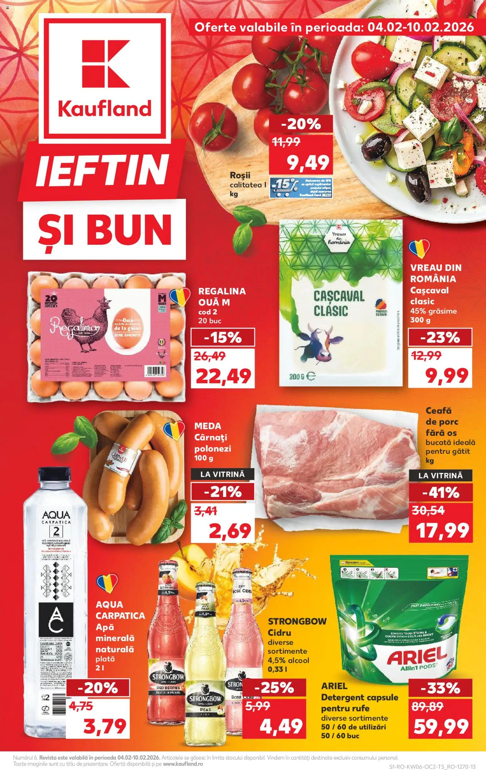 Noul catalog Kaufland – valabil de la 04.02.2026 | Pagină: 1 | Produse: Keçeli kalem, Ouă, Roșii, Apă