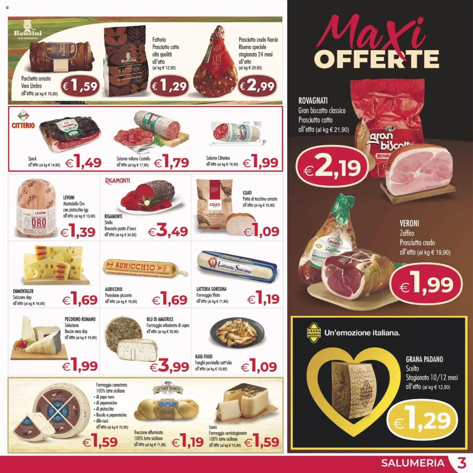 Volantino MerSi Supermercati del 05.11.2025 | Pagina: 3 | Prodotti: Arrosto, Porchetta, Peperoncino, Grana Padano