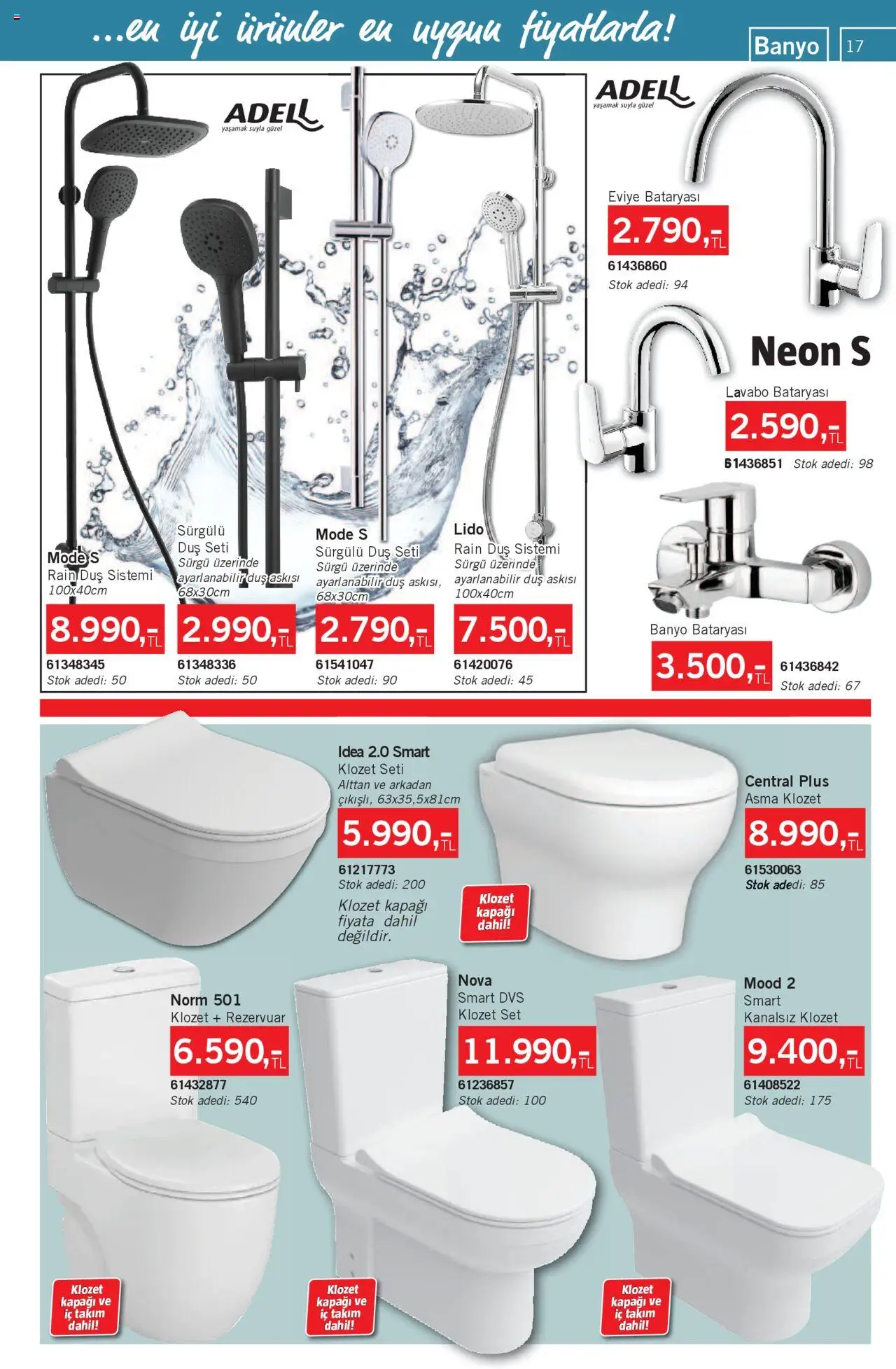 Bauhaus Katalog - 02.08.2025 tarihinden itibaren geçerlidir | Sayfa: 17 | Ürünler: Lavabo, Banyo, Duş