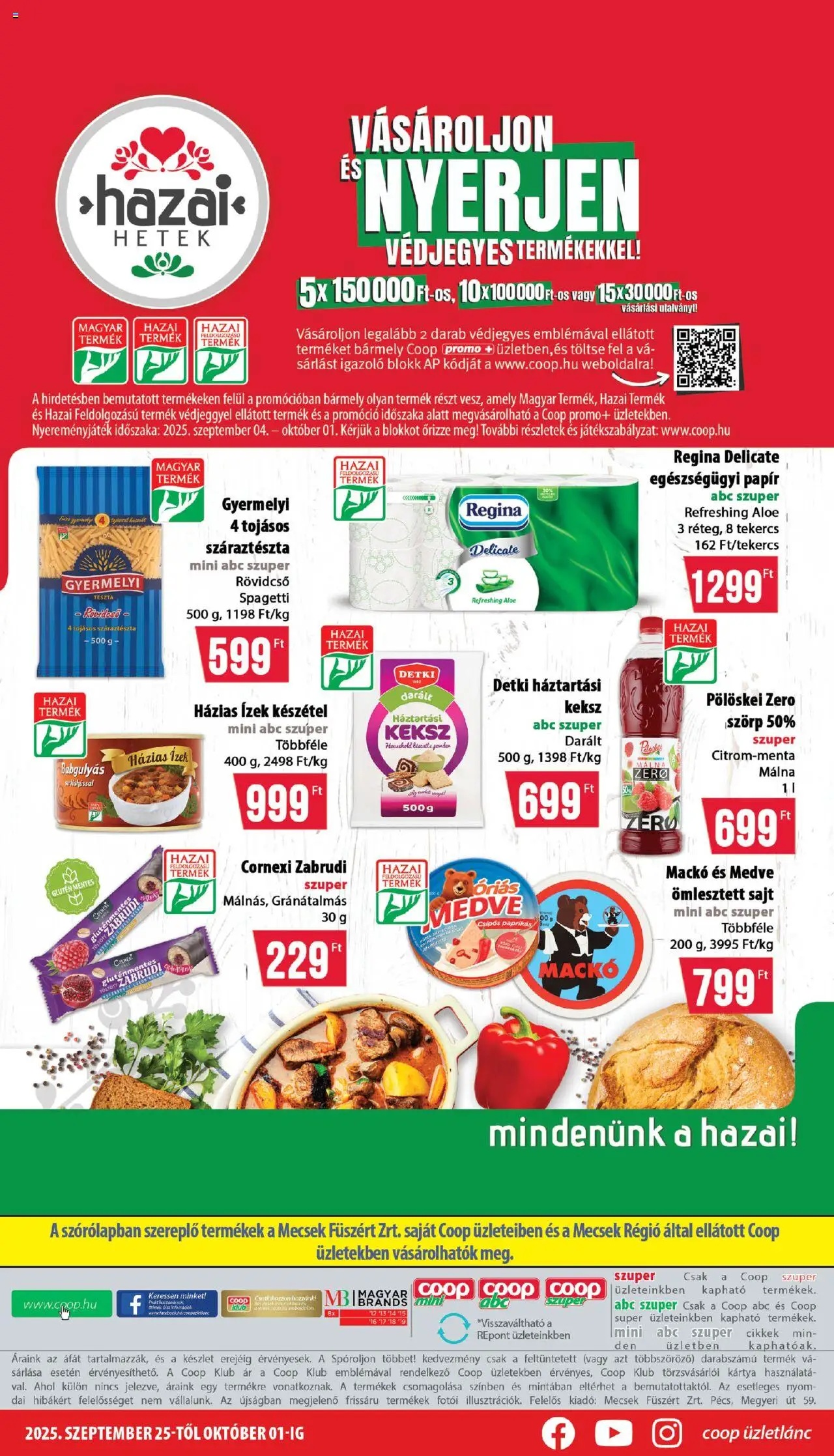 COOP akciós ujság - amely érvényes a következő dátumtól: 25.09.2025 | Oldal: 8 | Termékek: Spagetti, Sajt, Tészta, Keksz