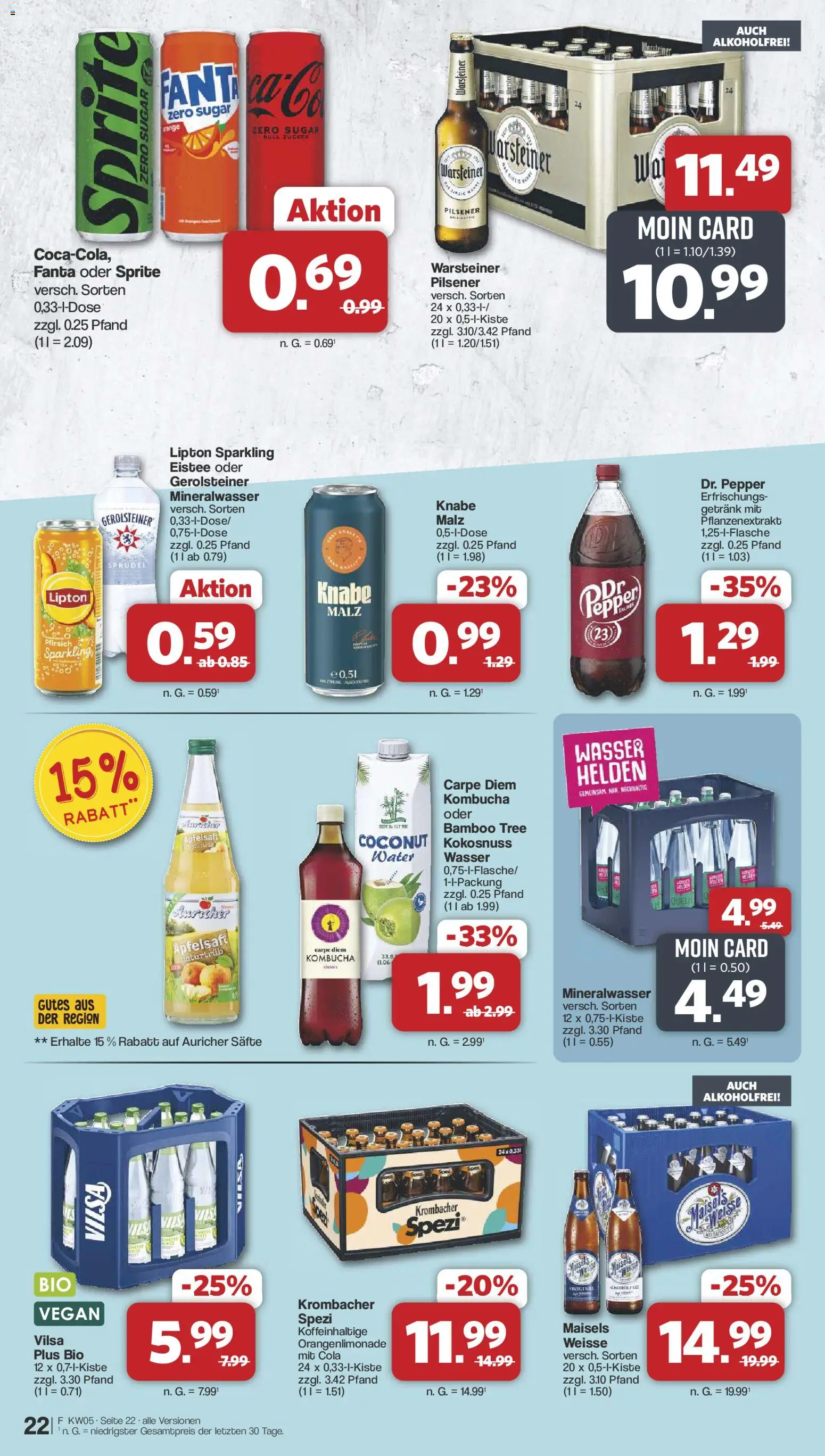 Famila Nordwest Prospekt 	 – gültig ab 26.01.2026 | Seite: 22 | Produkte: Apfelsaft, Wasser, Pfirsich, Gerolsteiner