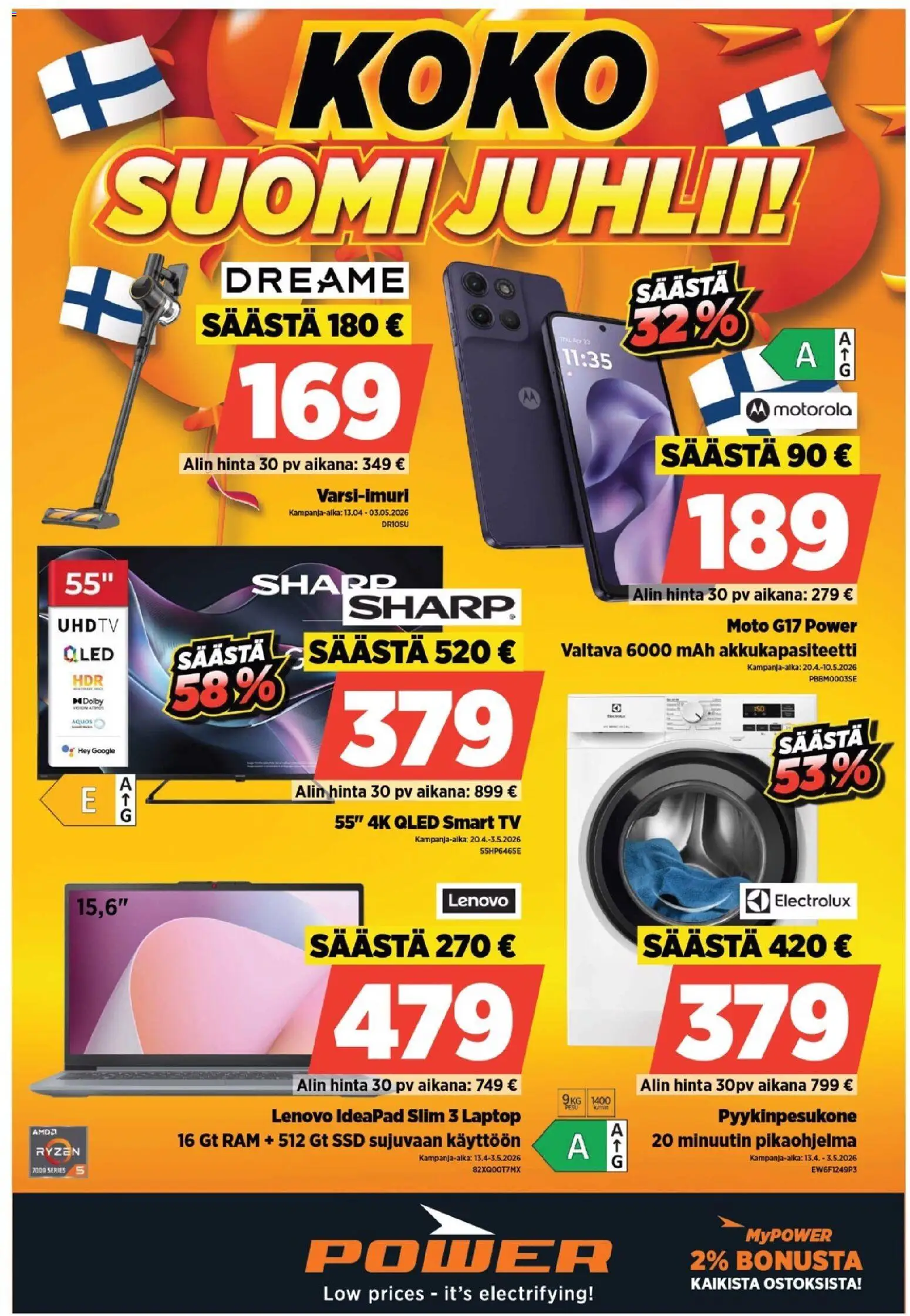 Power tarjoukset – voimassa 18.04.2026 alkaen | Sivu: 1 | Tuotteet: TV