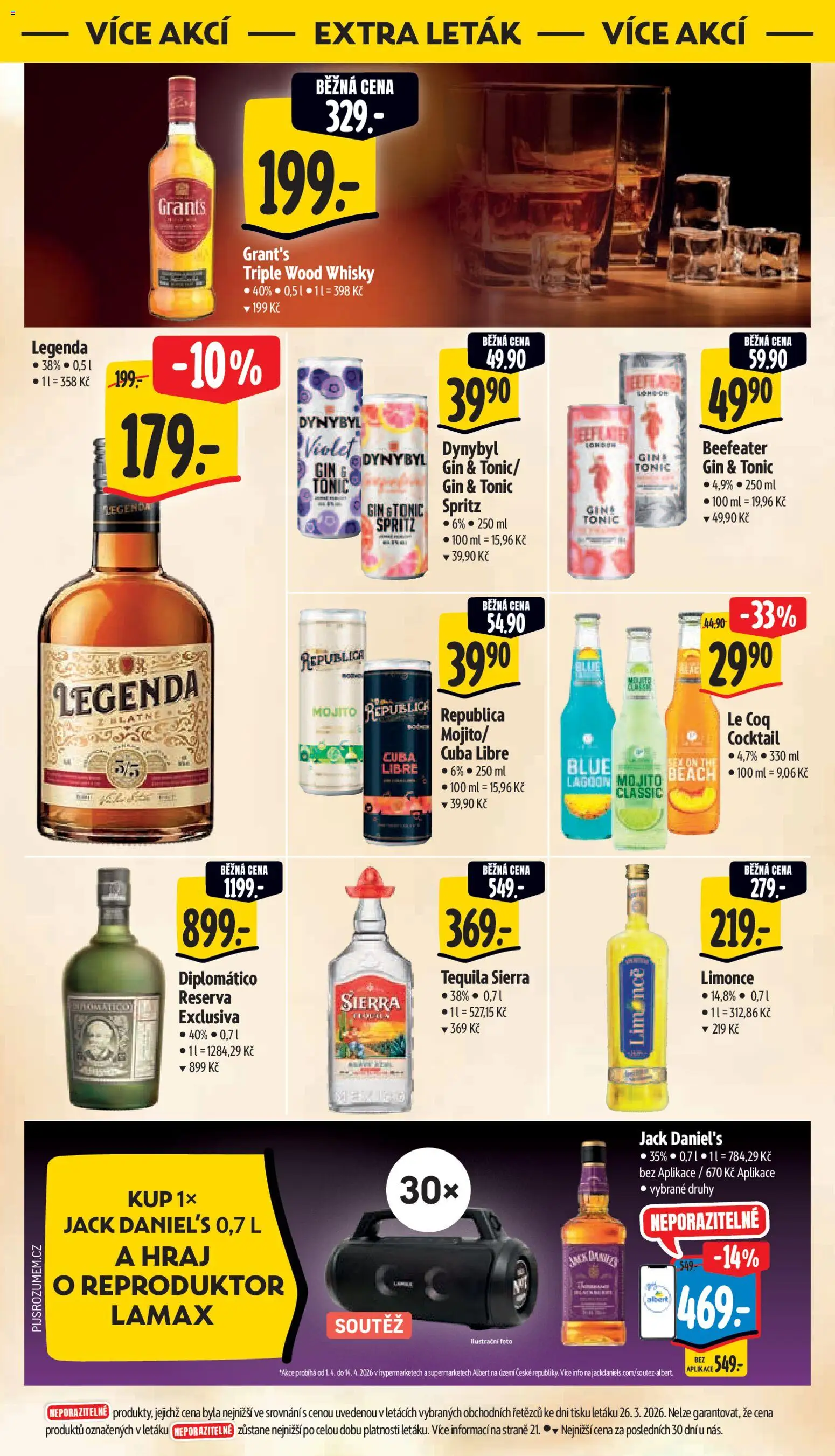 Albert leták - Supermarket od 01.04.2026 | Strana: 43 | Produkty: Gin, Reproduktor, Jack Daniel’s, Beefeater