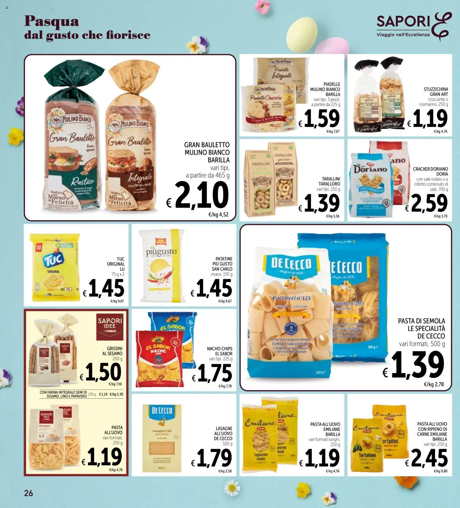 Volantino Spazio Conad del 25.03.2026 | Pagina: 26 | Prodotti: Patatine, Pasta, Grissini, Paccheri