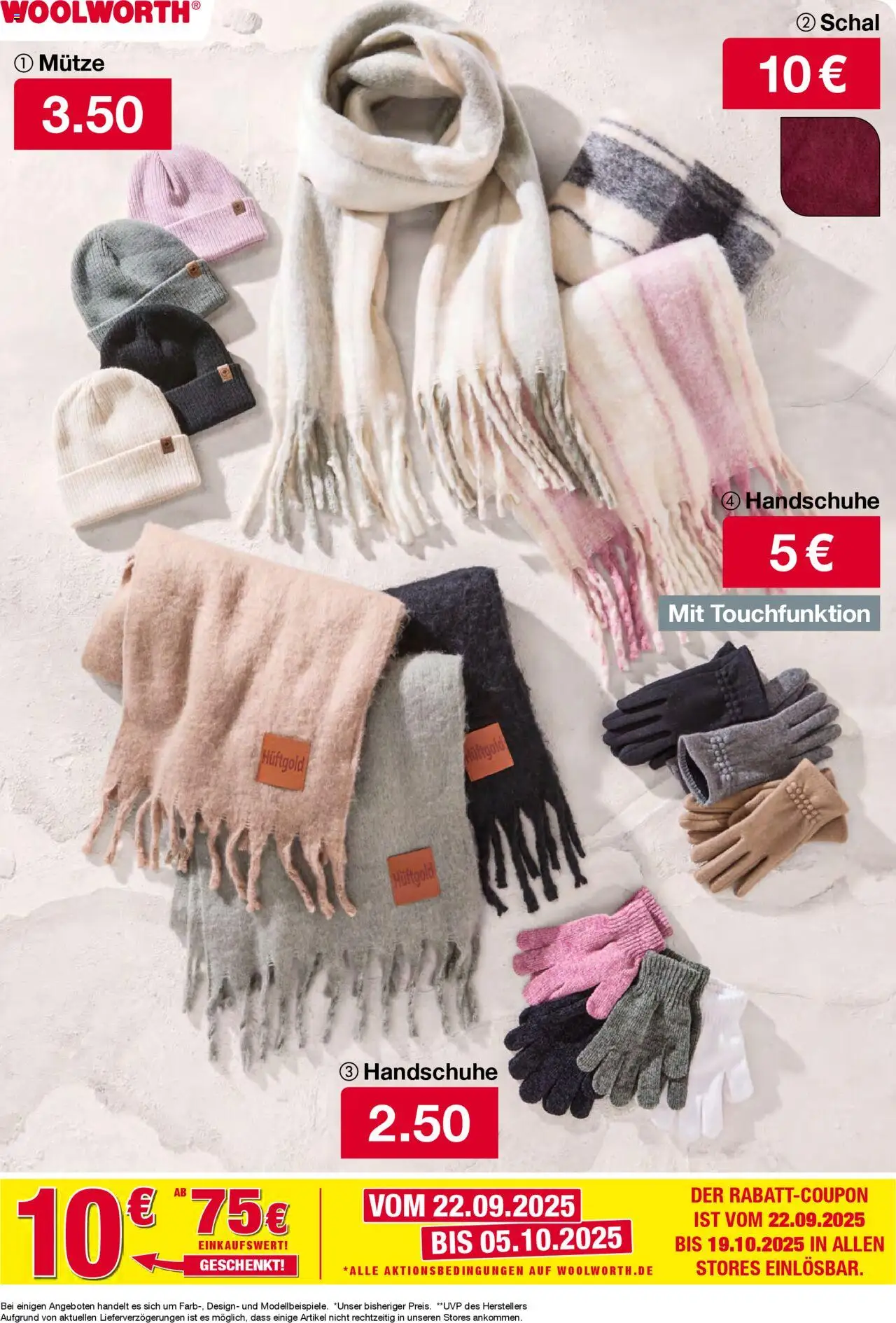 Woolworth Prospekt 	 – gültig ab 01.10.2025 | Seite: 23 | Produkte: Schal, Handschuhe