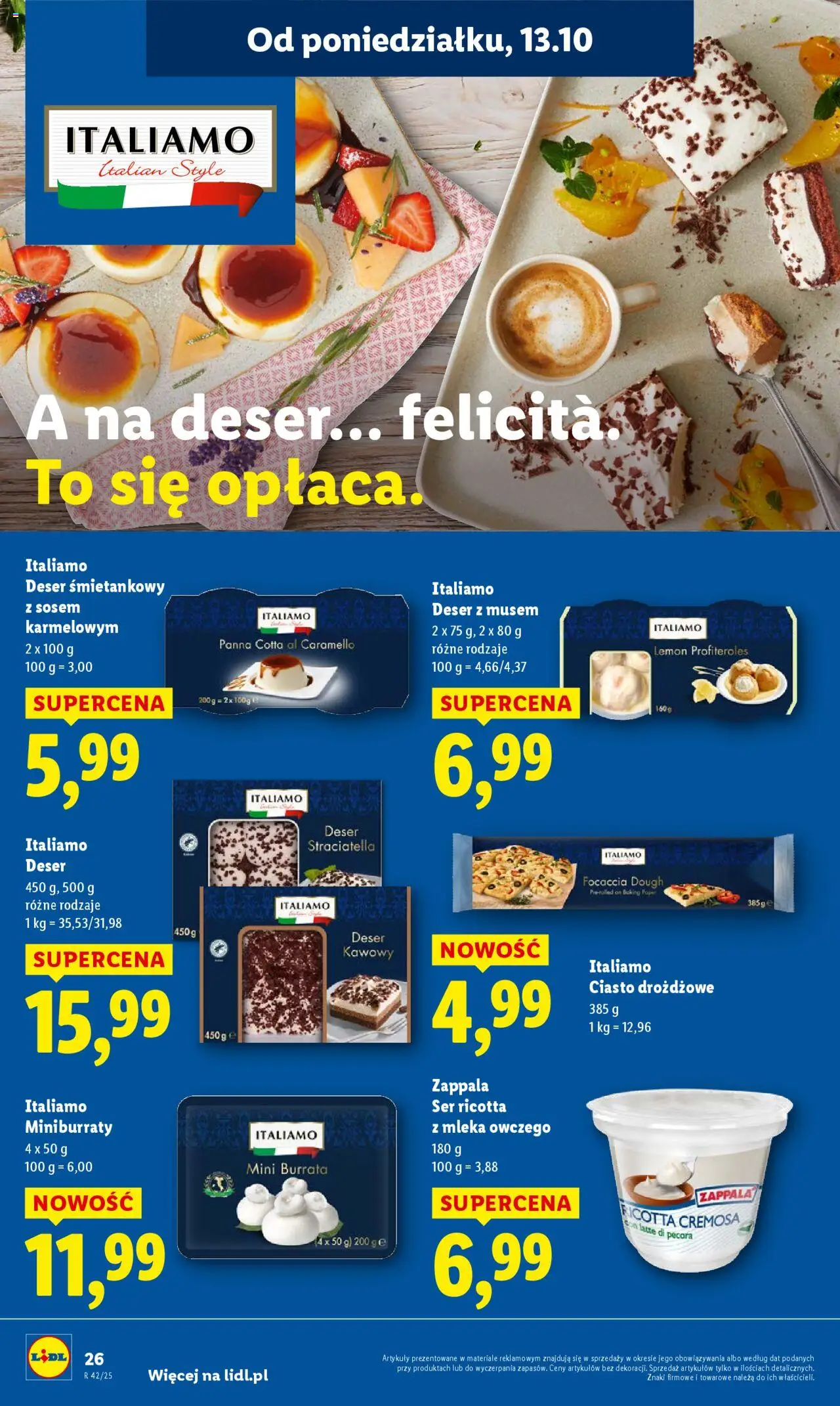 Lidl Gazetka od 13.10.2025 | Strona: 26 | Produkty: Ciasto, Profiteroles, Ser, Ricotta
