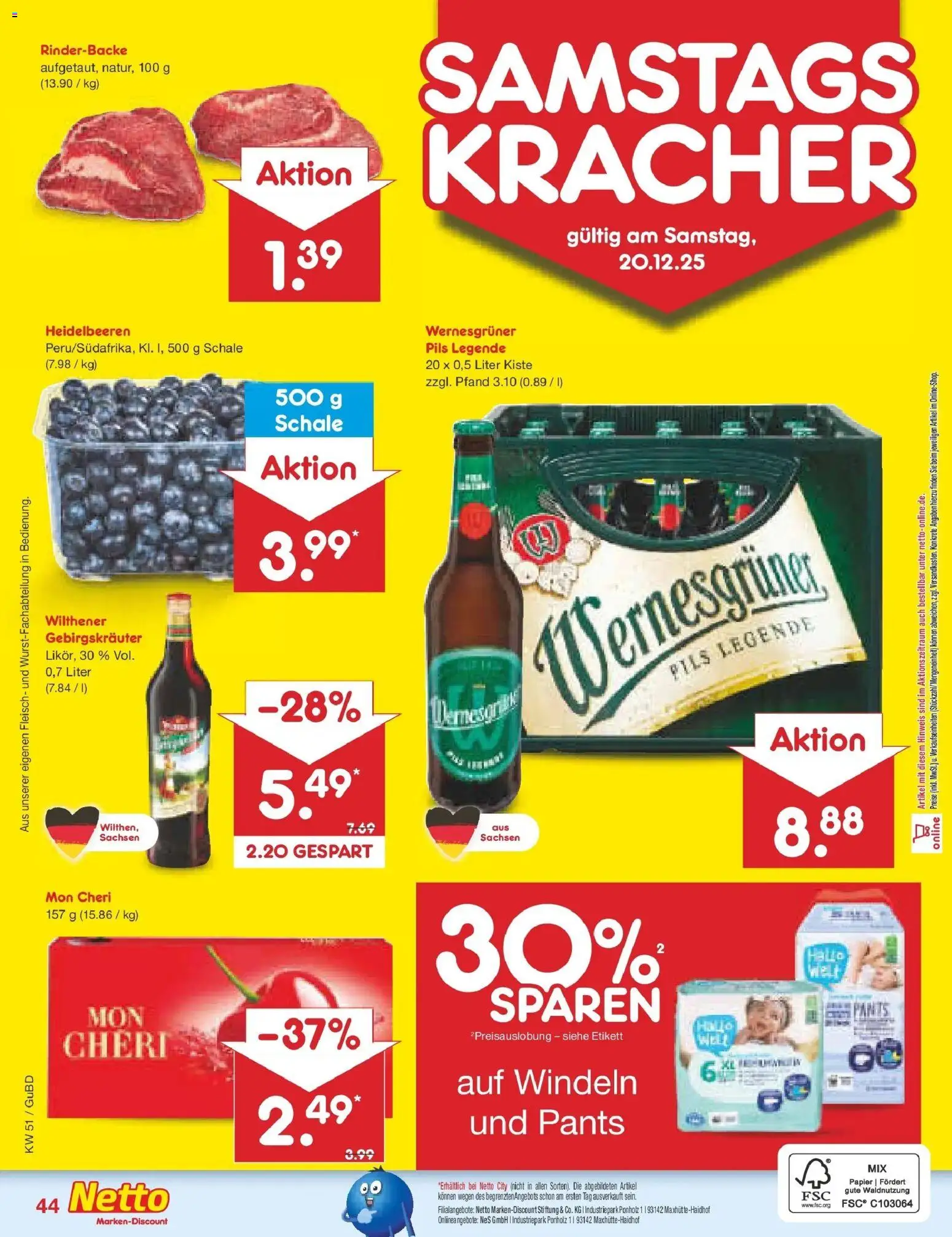 Netto Marken-Discount prospekt Augustusburg	 – gültig ab 15.12.2025 | Seite: 52 | Produkte: Wilthener, Wilthener gebirgskrauter, Pils, Heidelbeeren