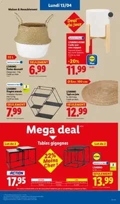 LIDL - Prévisualisation de LIVARNO Étagère murale, 4 tablettes chacunes max. 0,5 kg. L'unité au choix. valide à partir de 09.04.2026 | Page: 63 | Produits: Étagère murale, Tapis en jute, Panier, Tapis