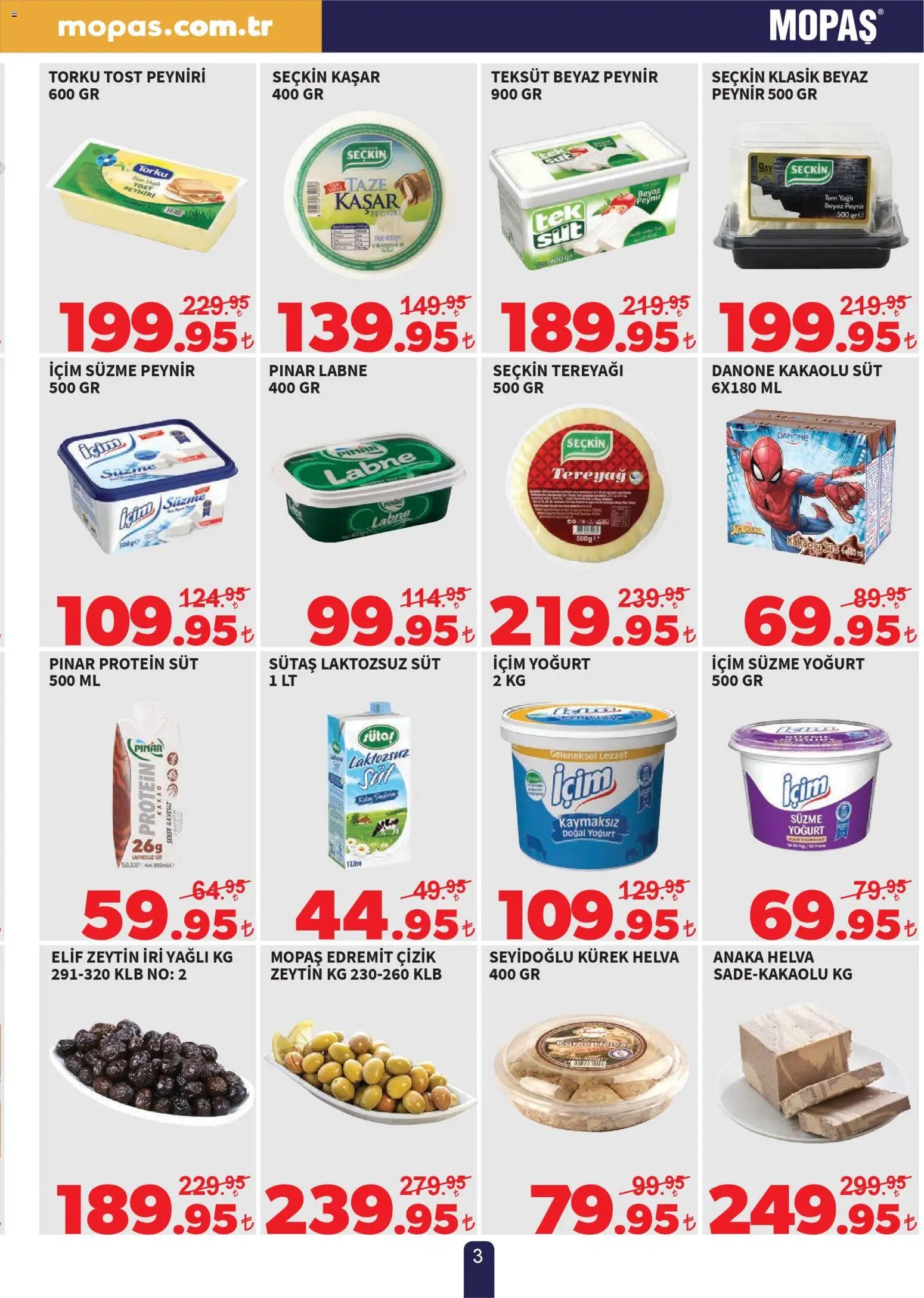 Mopaş Katalog - 20.01.2026 tarihinden itibaren geçerlidir | Sayfa: 3 | Ürünler: Tereyağı, Peynir, Şeker, Zeytin