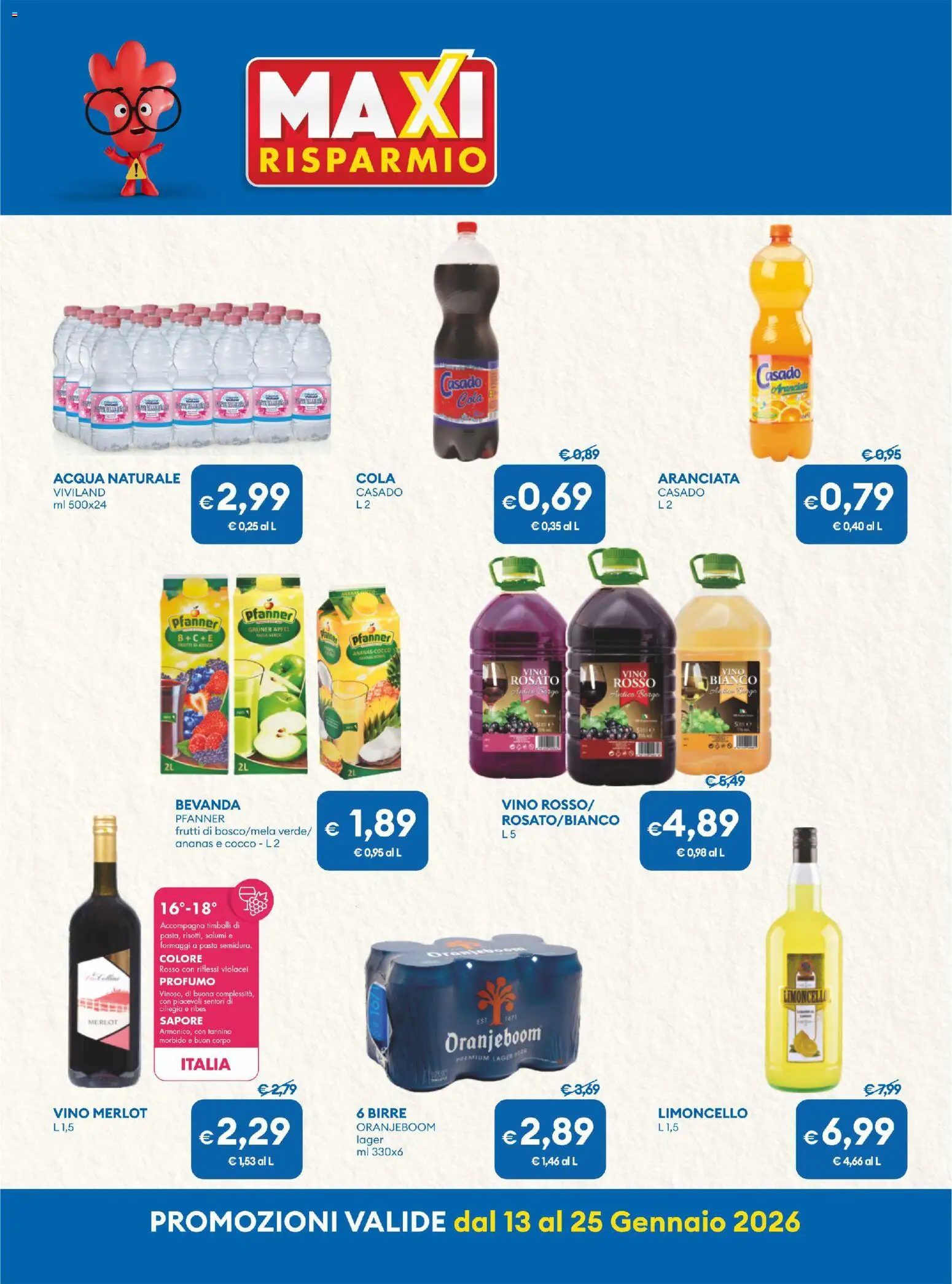 Volantino MD Discount del 13.01.2026 | Pagina: 4 | Prodotti: Vino, Pasta, Limoncello, Vino rosso