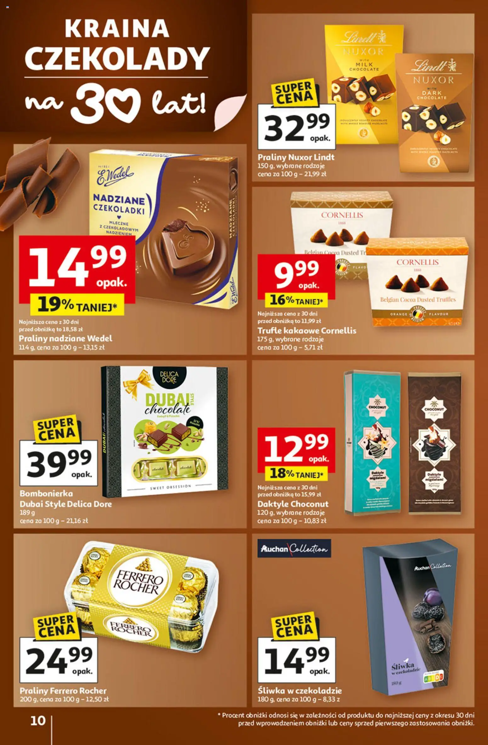 Auchan Gazetka - 30 Lat Hipermarket od 22.01.2026 | Strona: 10 | Produkty: Daktyle, Czekolady, Bombonierka, Ferrero rocher