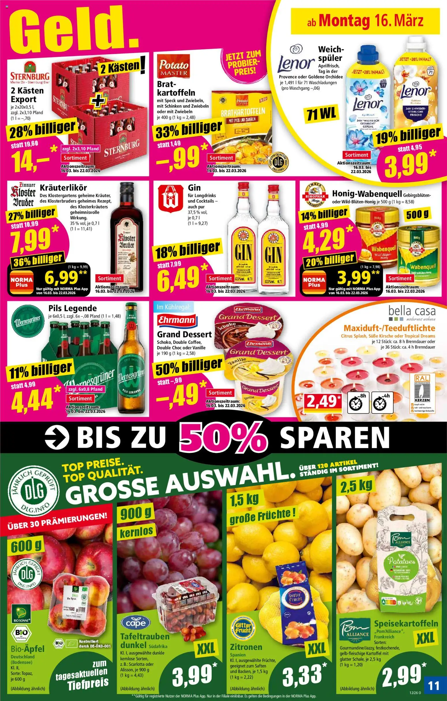 Norma Prospekt 	 – gültig ab 16.03.2026 | Seite: 11 | Produkte: Lenor, Orchidee, Zwiebeln, Zitronen