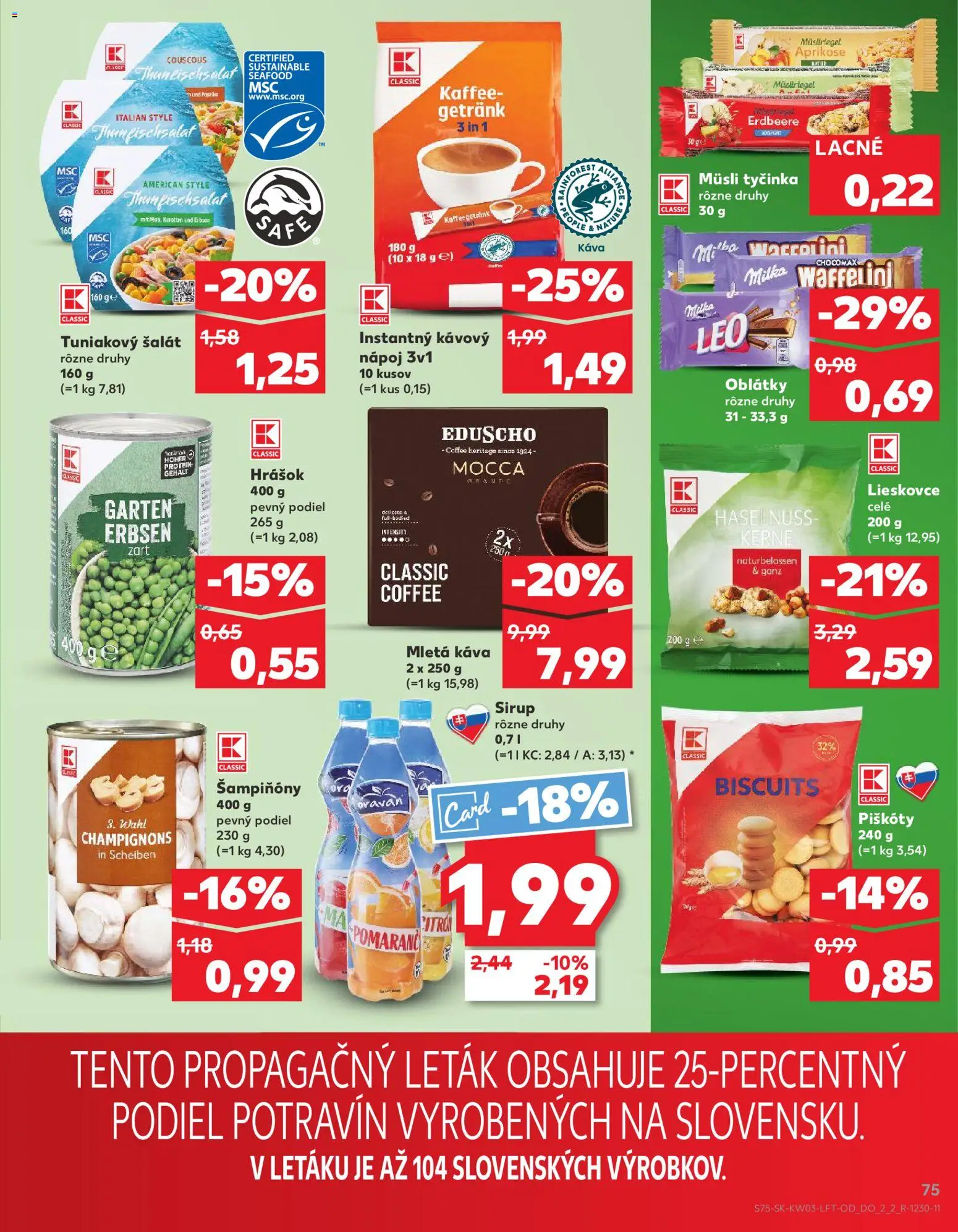 Nové Kaufland akcie – leták je platný od 15.01.2026 | Strana: 75 | Produkty: Káva, Hrášok, Šalát, Milka