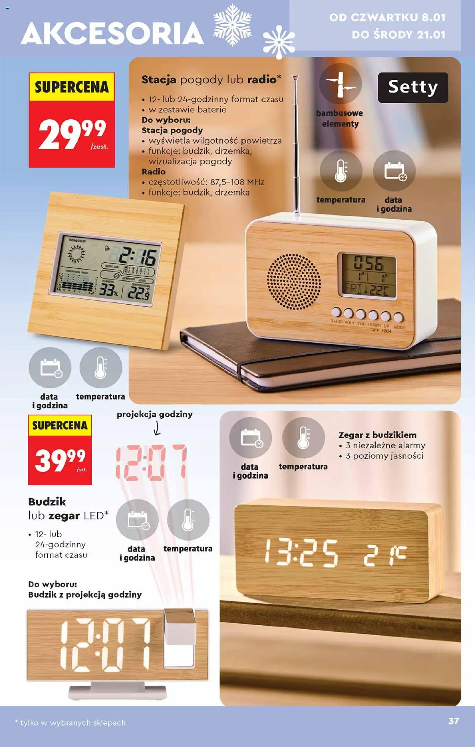 Biedronka gazetka - Hity i inspiracje od 05.01.2026 | Strona: 37 | Produkty: Radio, Stacja pogody, Baterie, Zegar