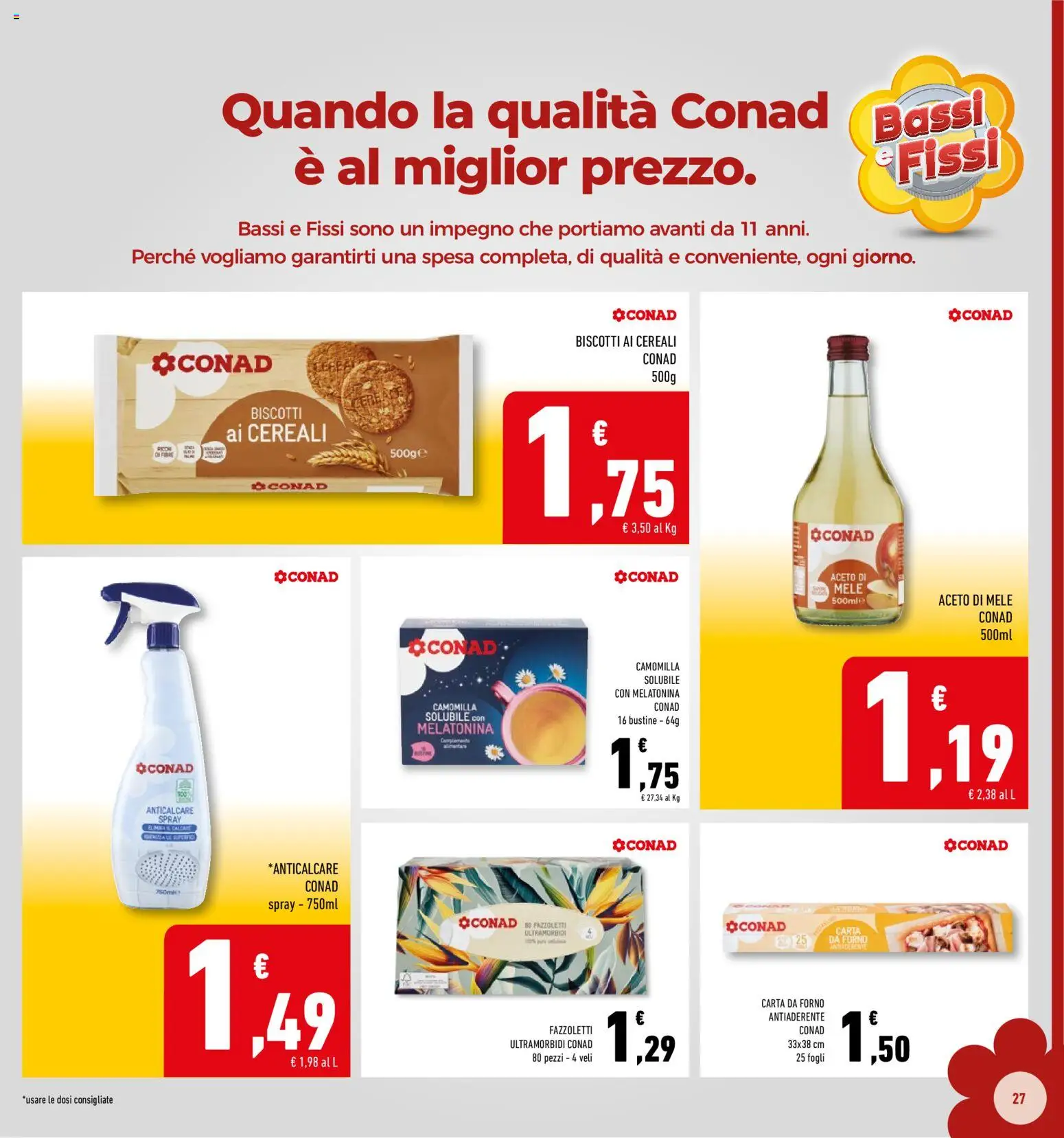 Volantino Conad del 29.01.2026 | Pagina: 27 | Prodotti: Mele, Cereali, Fazzoletti, Aceto