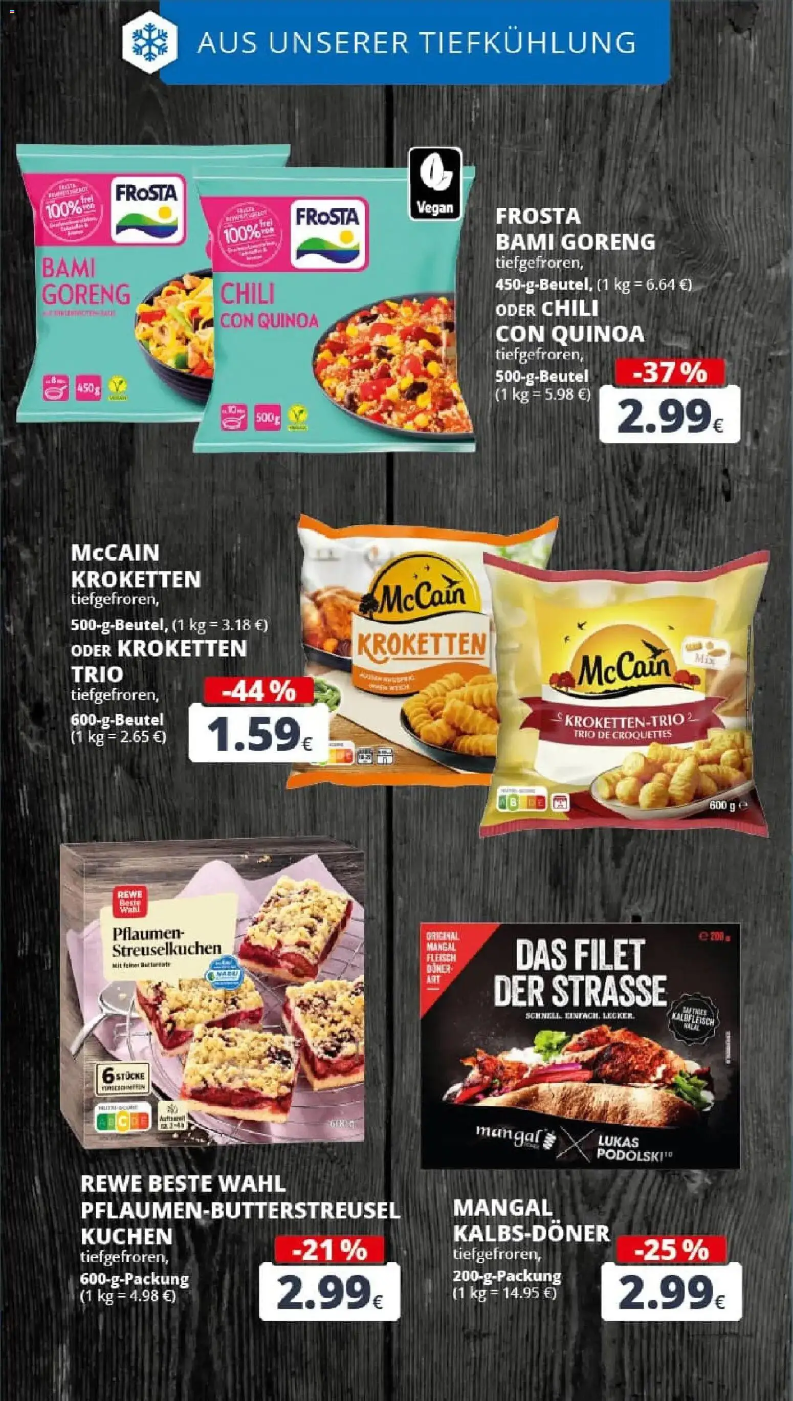 Rewe prospekt Bergheim	 – gültig ab 23.11.2025 | Seite: 20 | Produkte: Pflaumen, McCain, Chili, Fleisch
