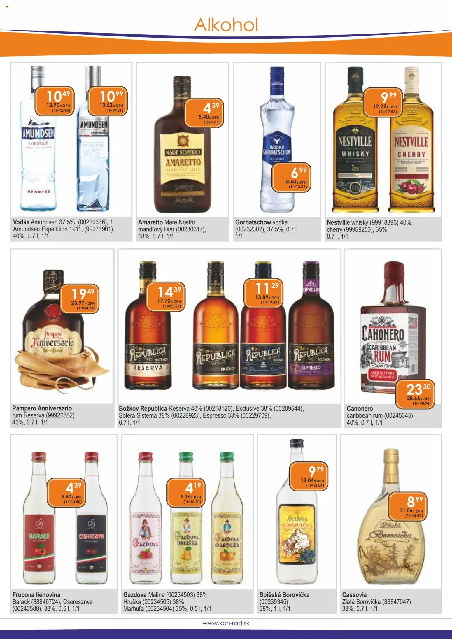 Nové KON - RAD akcie – leták je platný od 01.12.2025 | Strana: 19 | Produkty: Borovička, Republica, Vodka, Rum