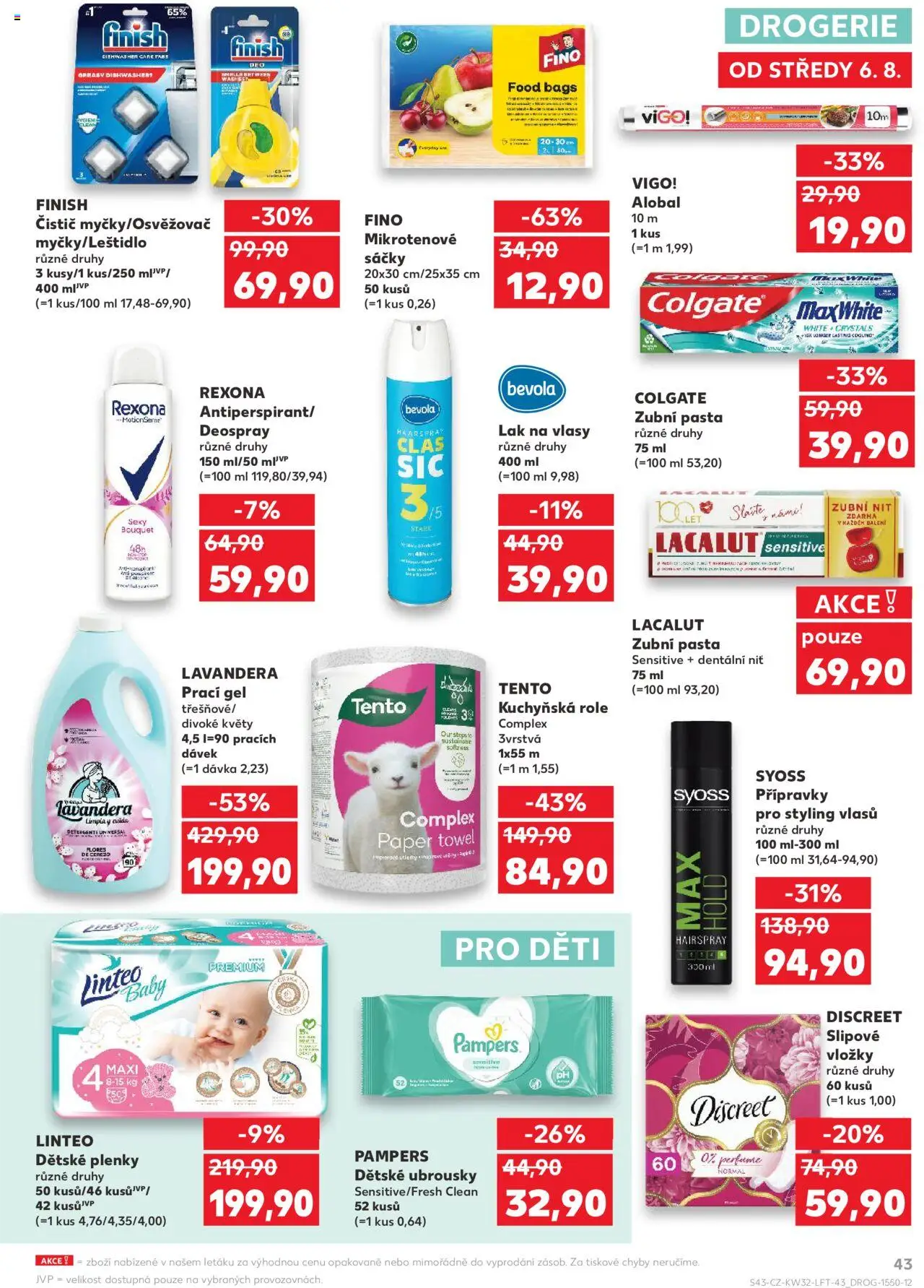 Kaufland leták - Praha 4 od 06.08.2025 | Strana: 43 | Produkty: Finish, Zubní pasta, Drogerie, Plenky