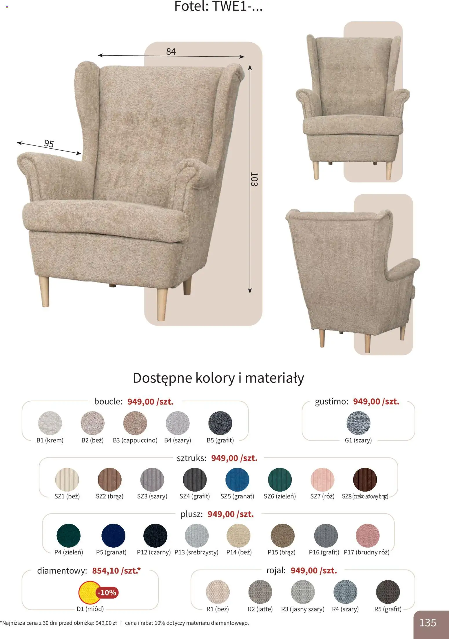 Bodzio Katalog od 01.01.2026 | Strona: 135 | Produkty: Cappuccino, Fotel, Róż, Krem