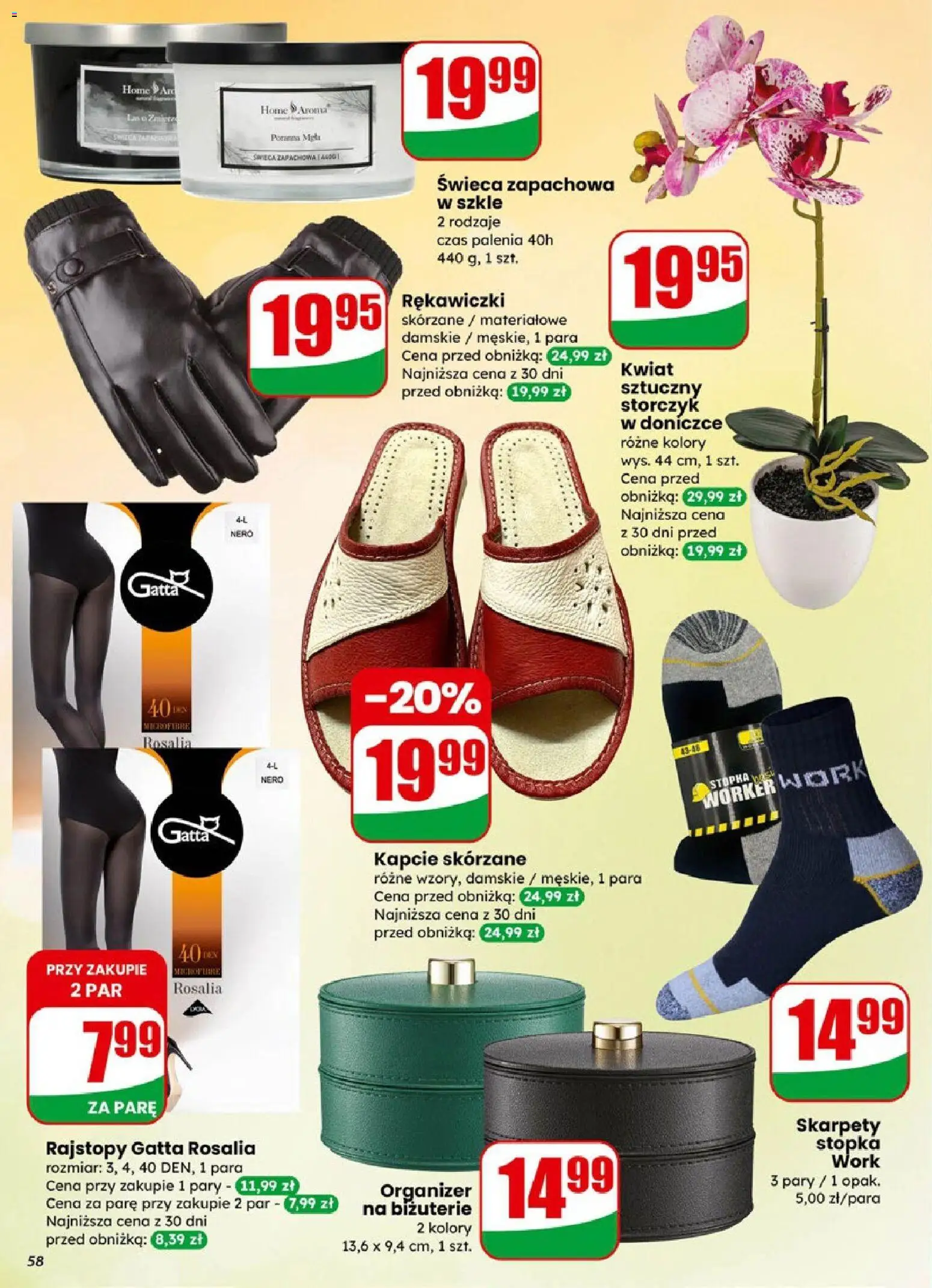 Dino Gazetka od 21.01.2026 | Strona: 58 | Produkty: Skarpety, Kapcie, Rękawiczki, Storczyk