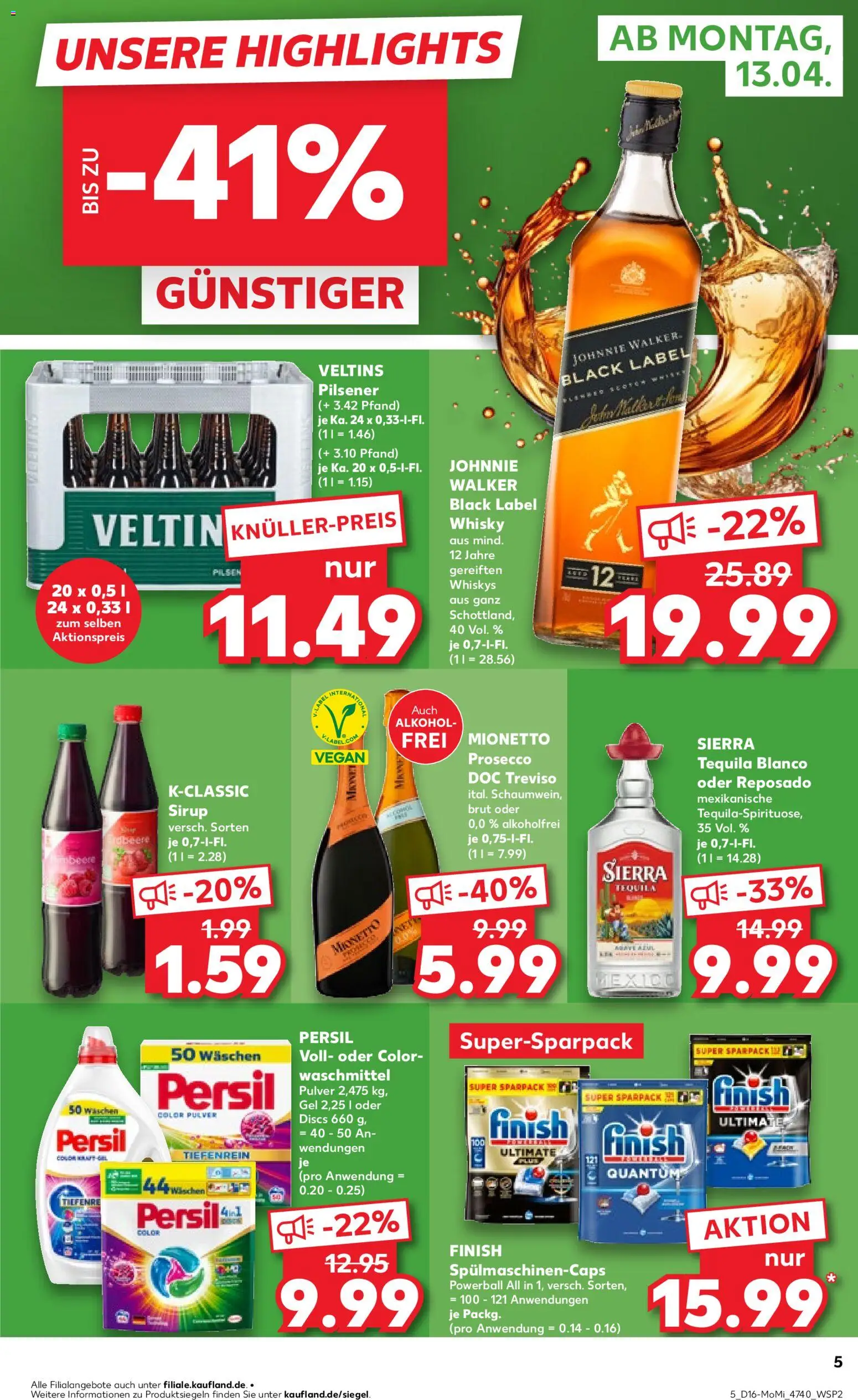 Kaufland Prospekt Hannover	 – gültig ab 13.04.2026 | Seite: 5 | Produkte: Sirup, Finish, Veltins, Persil