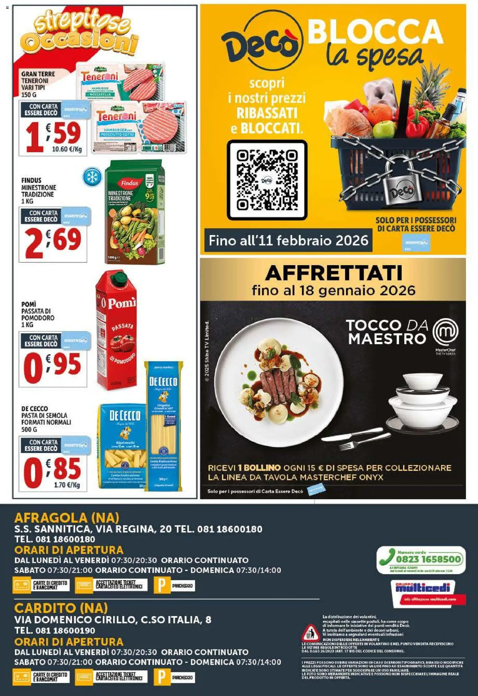 Volantino Decò del 09.01.2026 | Pagina: 20 | Prodotti: Prosciutto Cotto, Pomodoro, Pasta, Passata di pomodoro