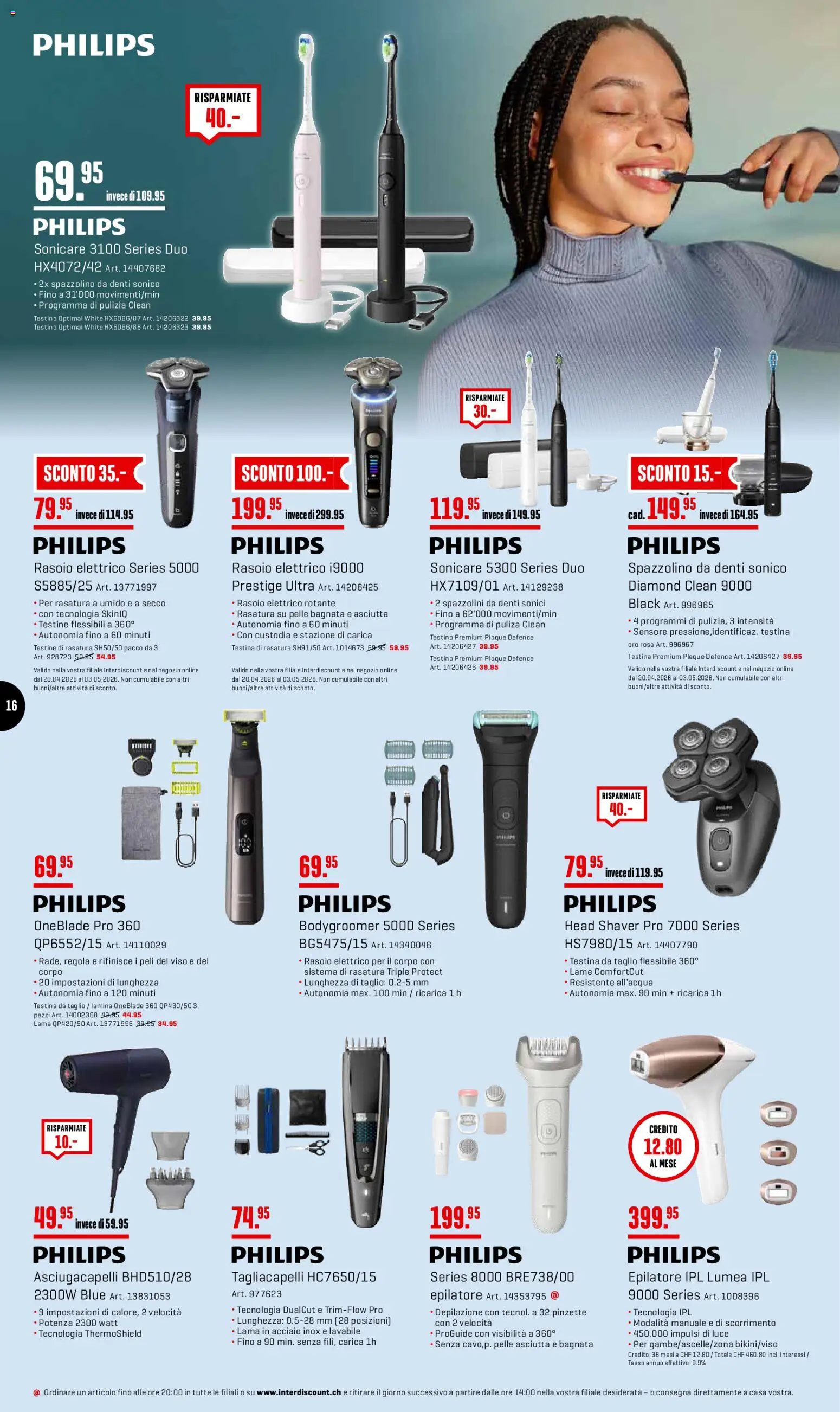 Interdiscount aktionen 20% di sconto  IT – gültig ab 27.04.2026 | Seite: 16 | Produkte: Pinzette, Philips