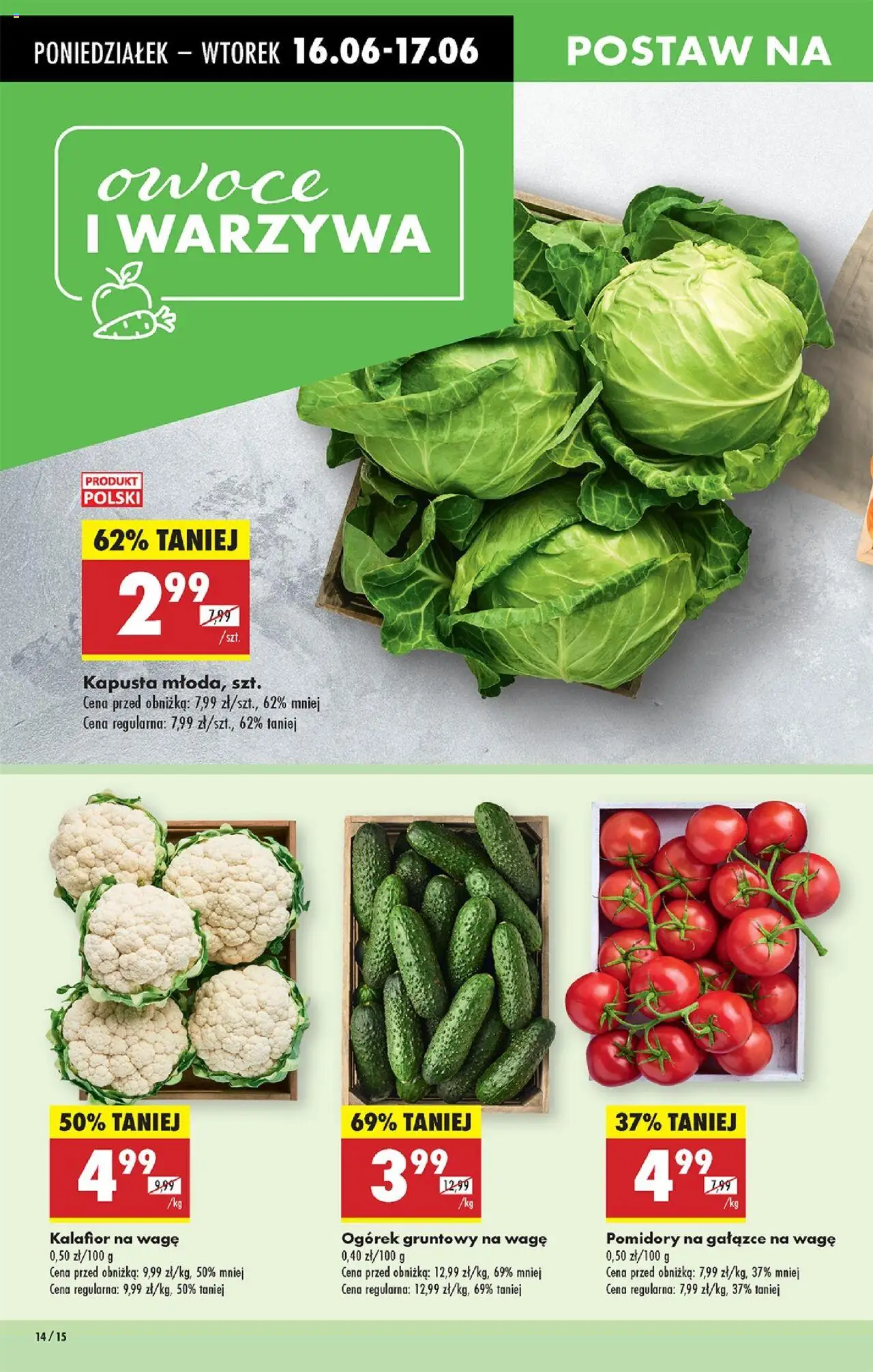 Biedronka gazetka od 16.06.2025 | Strona: 18 | Produkty: Kapusta, Kalafior, Warzywa, Owoce