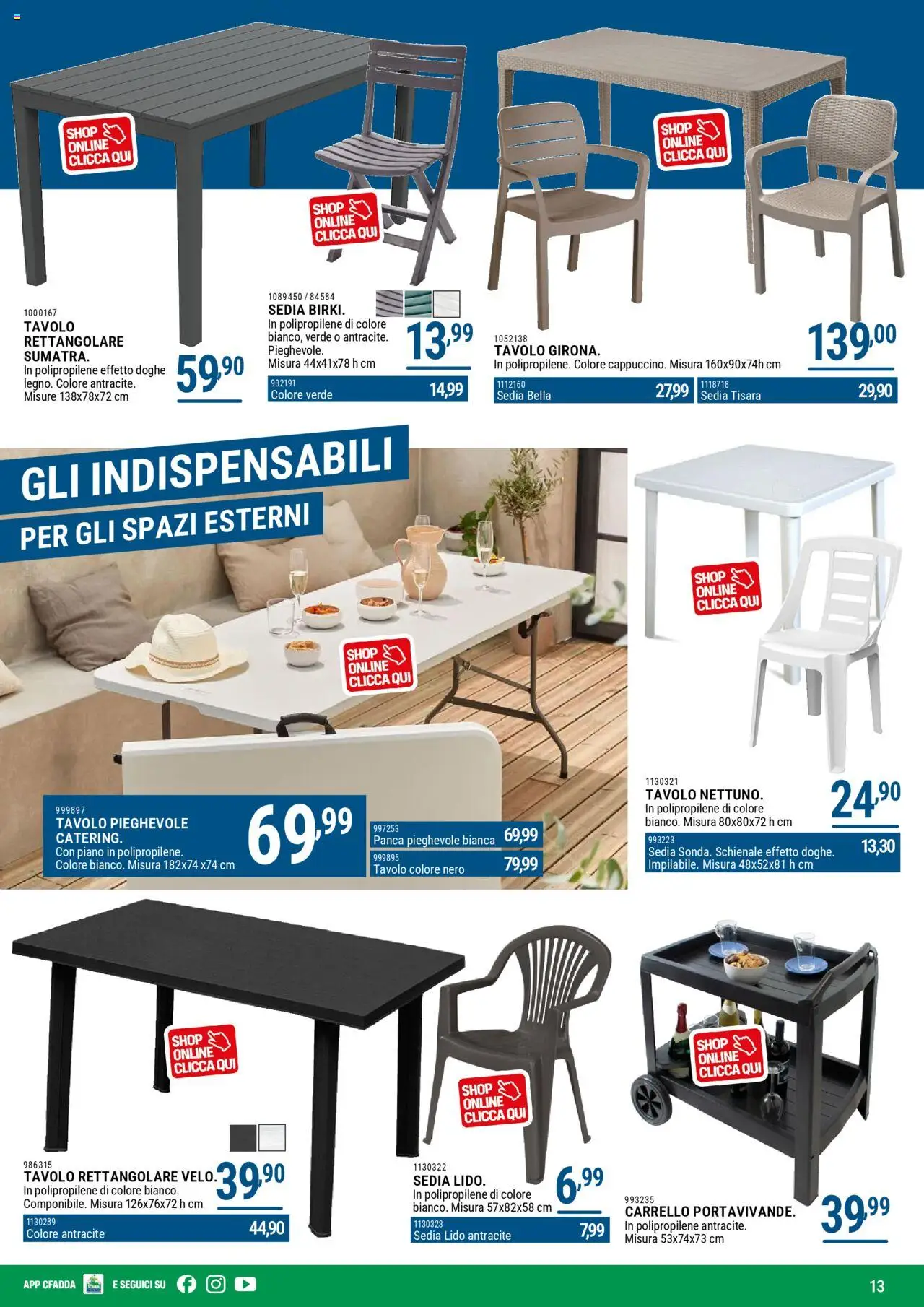 Volantino CFadda del 07.04.2025 | Pagina: 13 | Prodotti: Panca, Carrello, Tavolo, Sedia