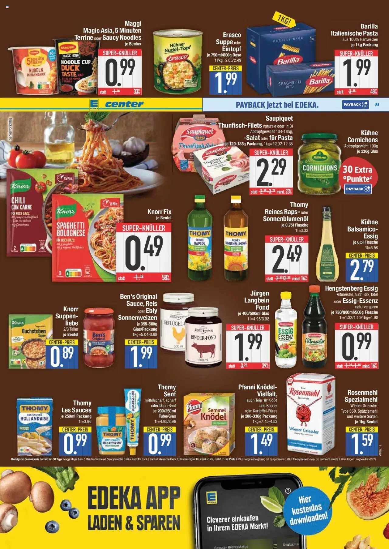 Edeka prospekt Ingolstadt	 – gültig ab 28.09.2025 | Seite: 11 | Produkte: Maggi, Essig, Knorr, Nudeln
