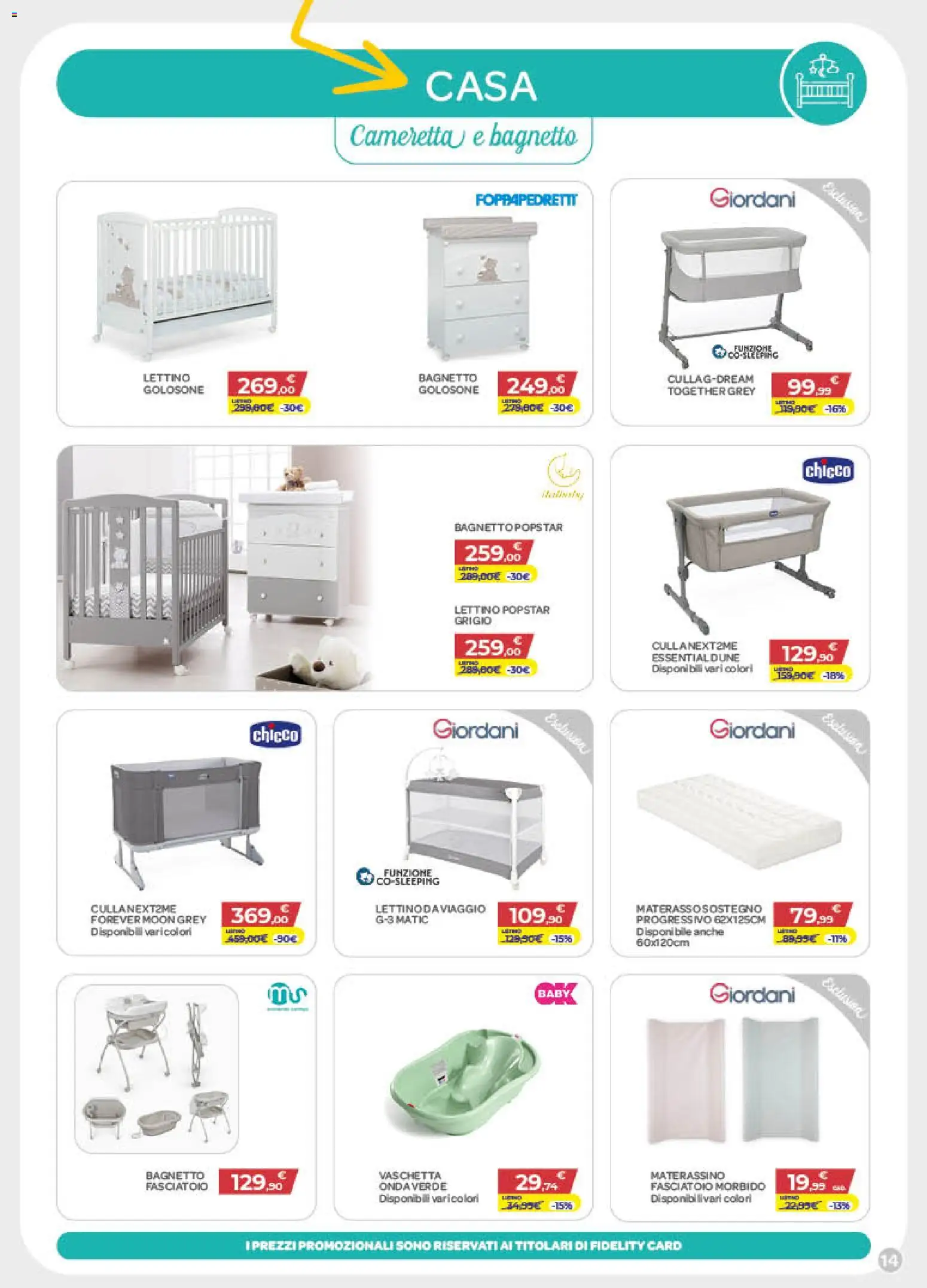 Volantino Bimbo store del 05.03.2026 | Pagina: 14 | Prodotti: Lettino, Bagnetto, Fasciatoio