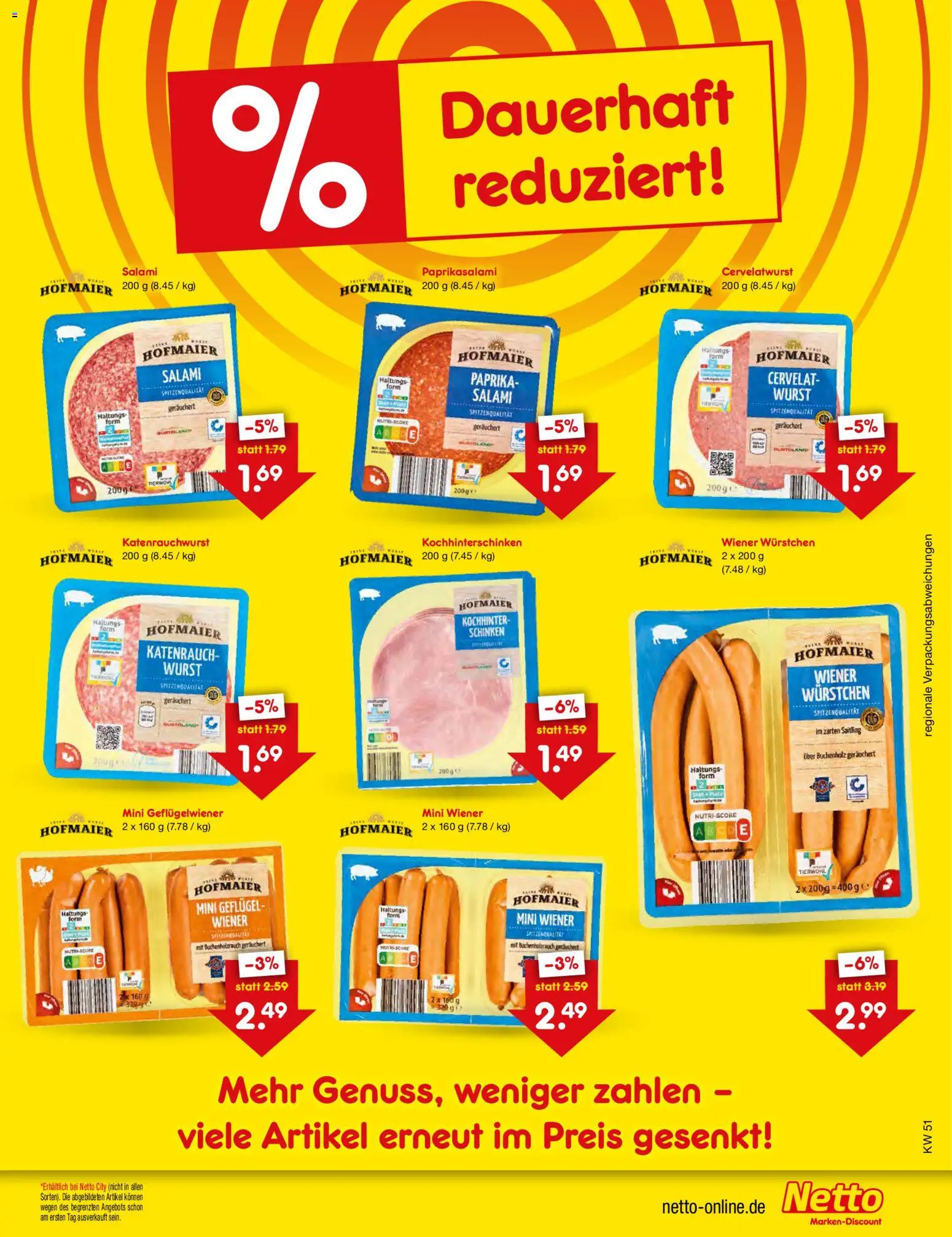 Netto Marken-Discount Preissenkung auf Dauer – gültig ab 18.12.2025 | Seite: 2 | Produkte: Wiener wurstchen, Paprika, Wurst, Salami