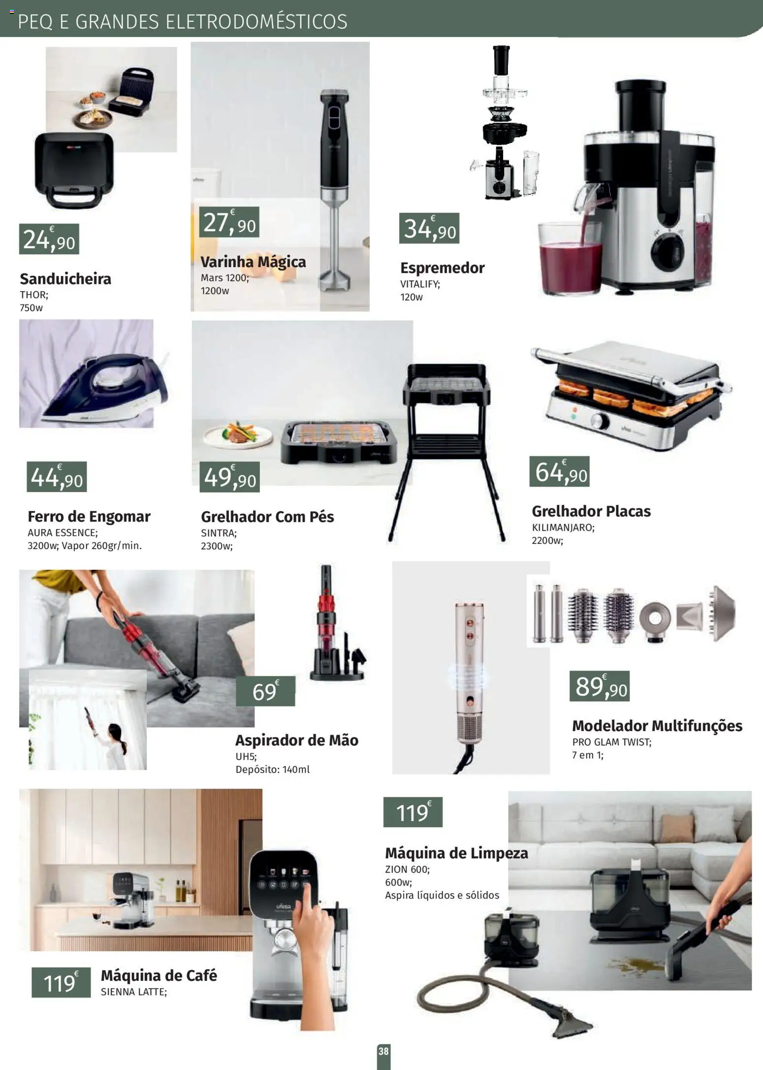 E.Leclerc folheto Jardim Lordelo │ válido de 23.03.2026 | Página: 38 | Produtos: Ferro de engomar, Ferro, Sanduicheira, Café