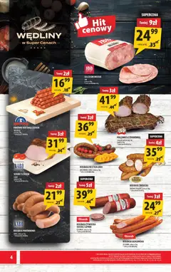 Pogląd oferty "Arhelan gazetka" - ważna od 08.04.2026 | Strona: 4 | Produkty: Kiełbasa, Schab, Żubrówka, Wędliny