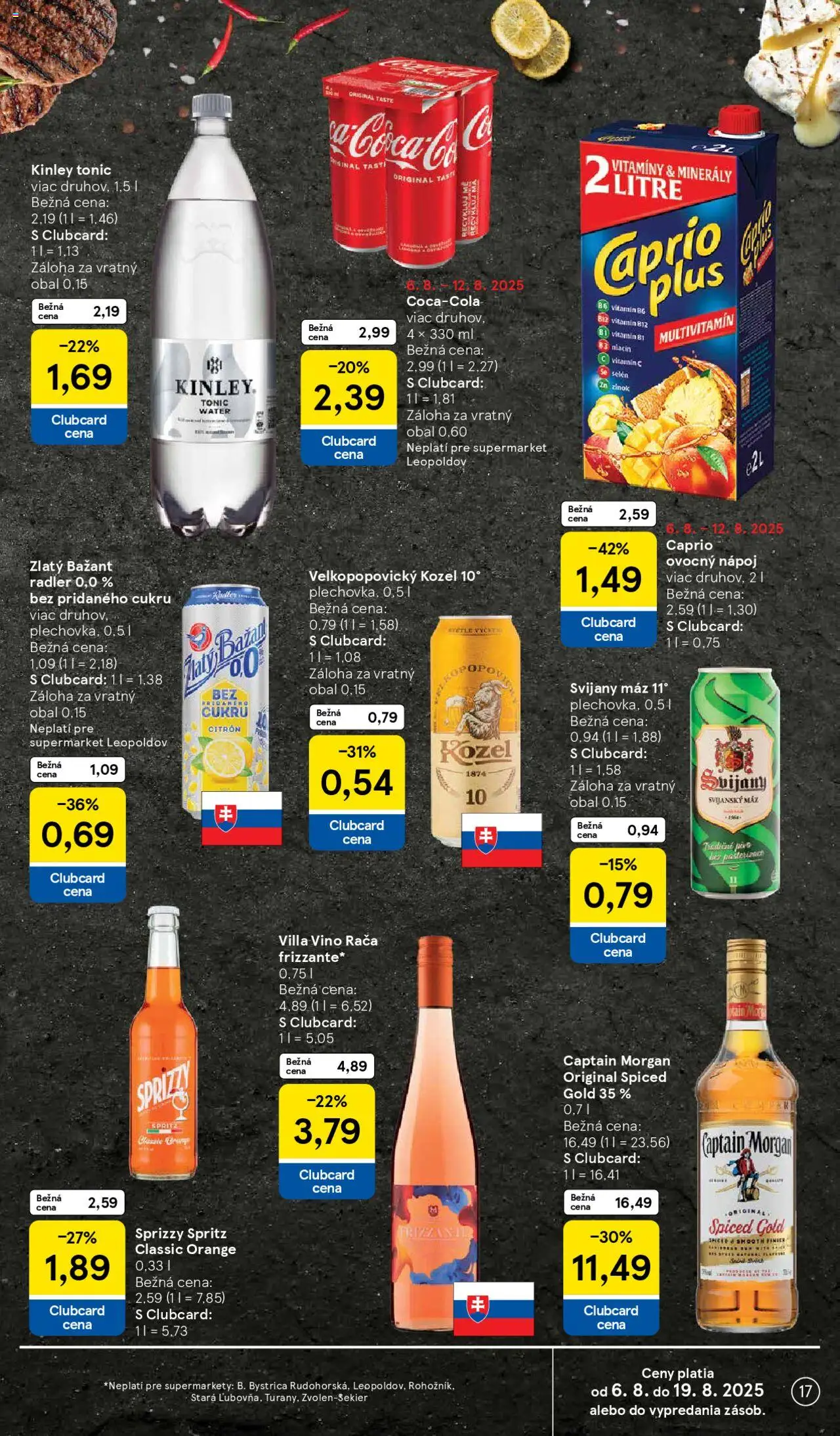 Tesco Supermarket - leták │ platný od 06.08.2025 | Strana: 17 | Produkty: Víno, Captain Morgan, Cola, Rum