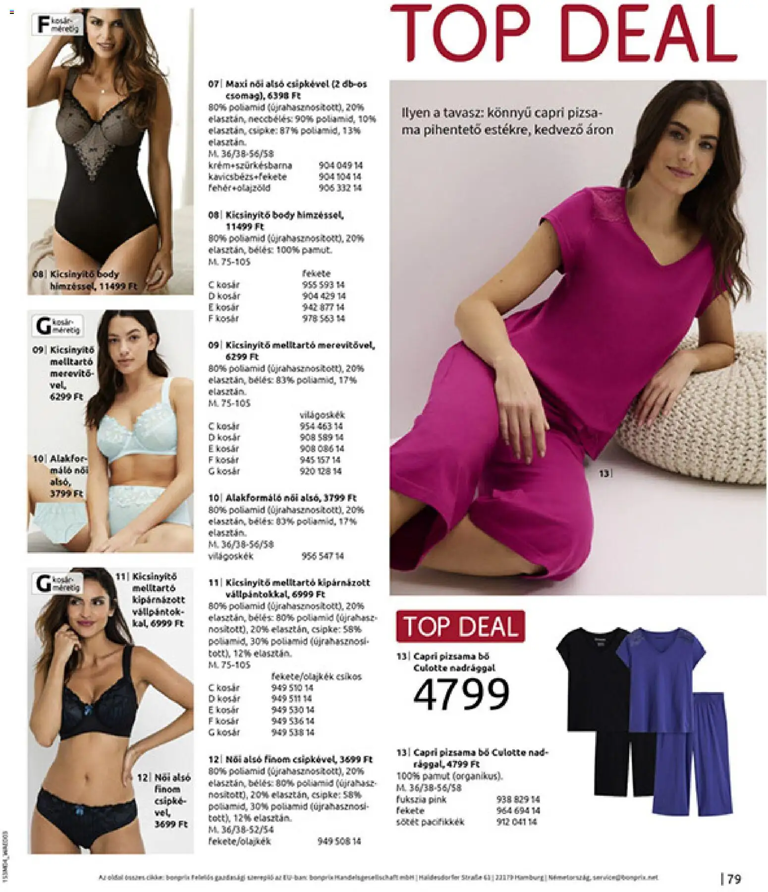 Bonprix akciós ujság - amely érvényes a következő dátumtól: 30.03.2026 | Oldal: 81 | Termékek: Női alsó, Body, Melltartó, Pizsama