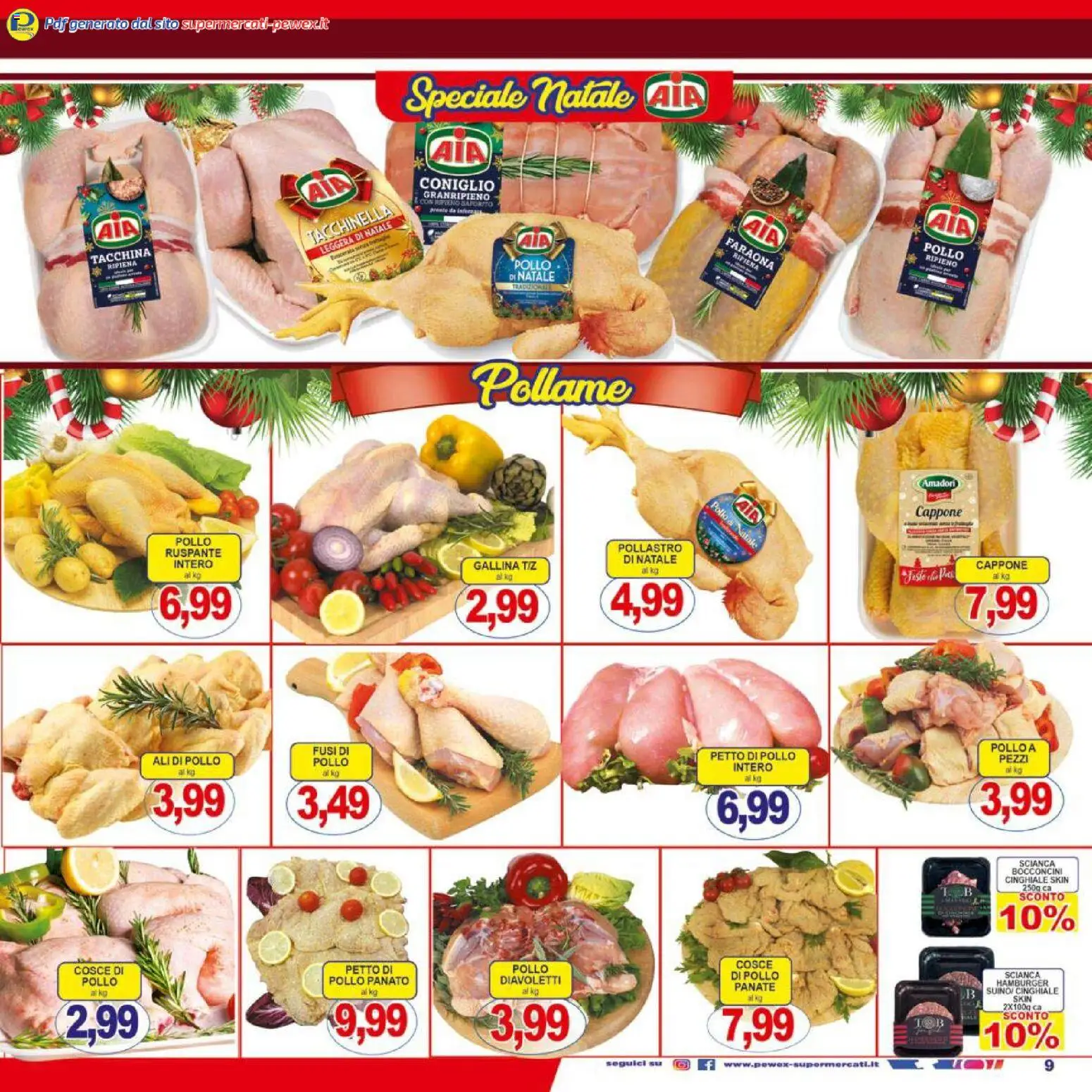 Volantino Pewex del 06.12.2025 | Pagina: 9 | Prodotti: Petto di Pollo, Pollo, Hamburger