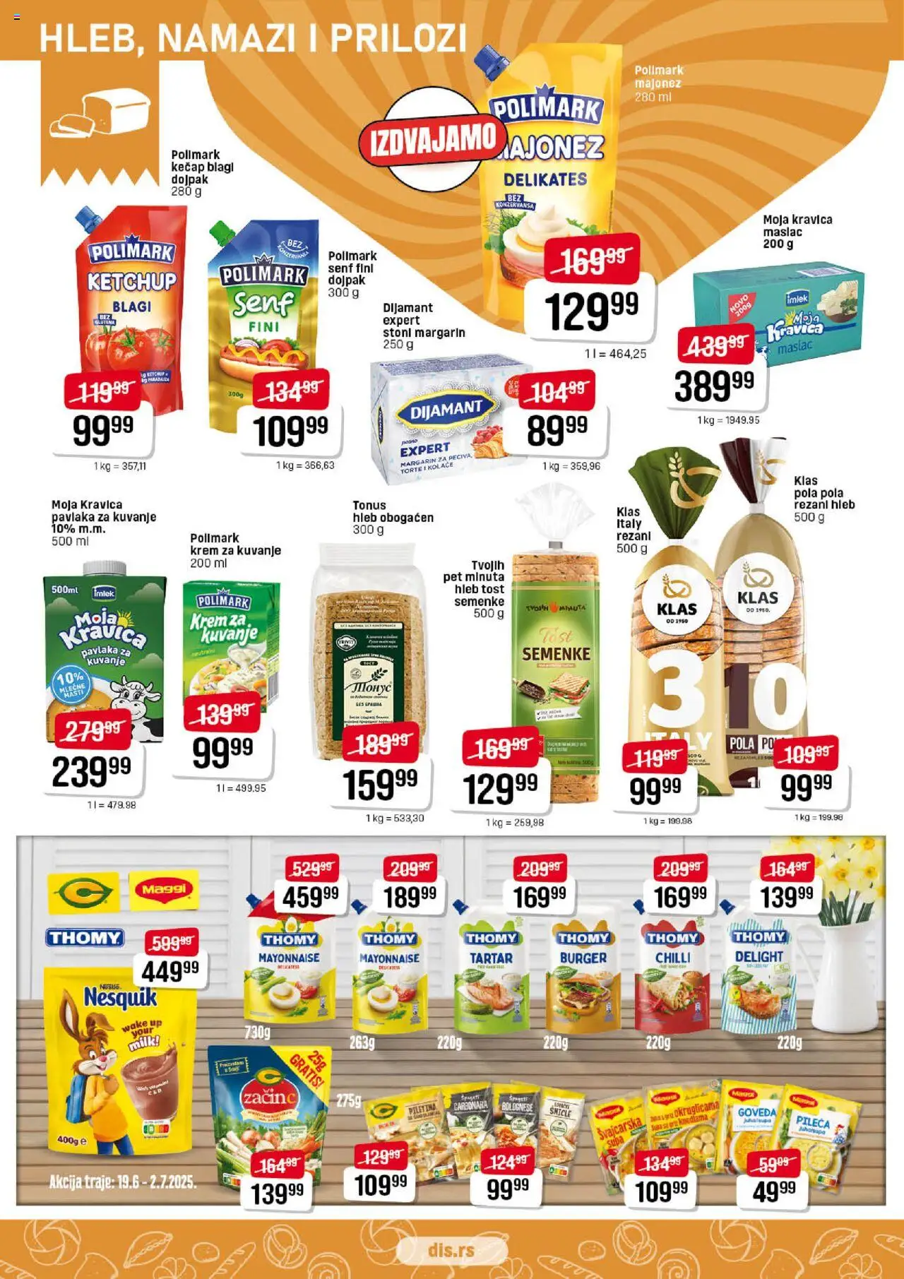 DIS katalog - važi od 19.06.2025 | Strana: 6 | Proizvode: Maslac, Senf, Moja kravica, Špageti