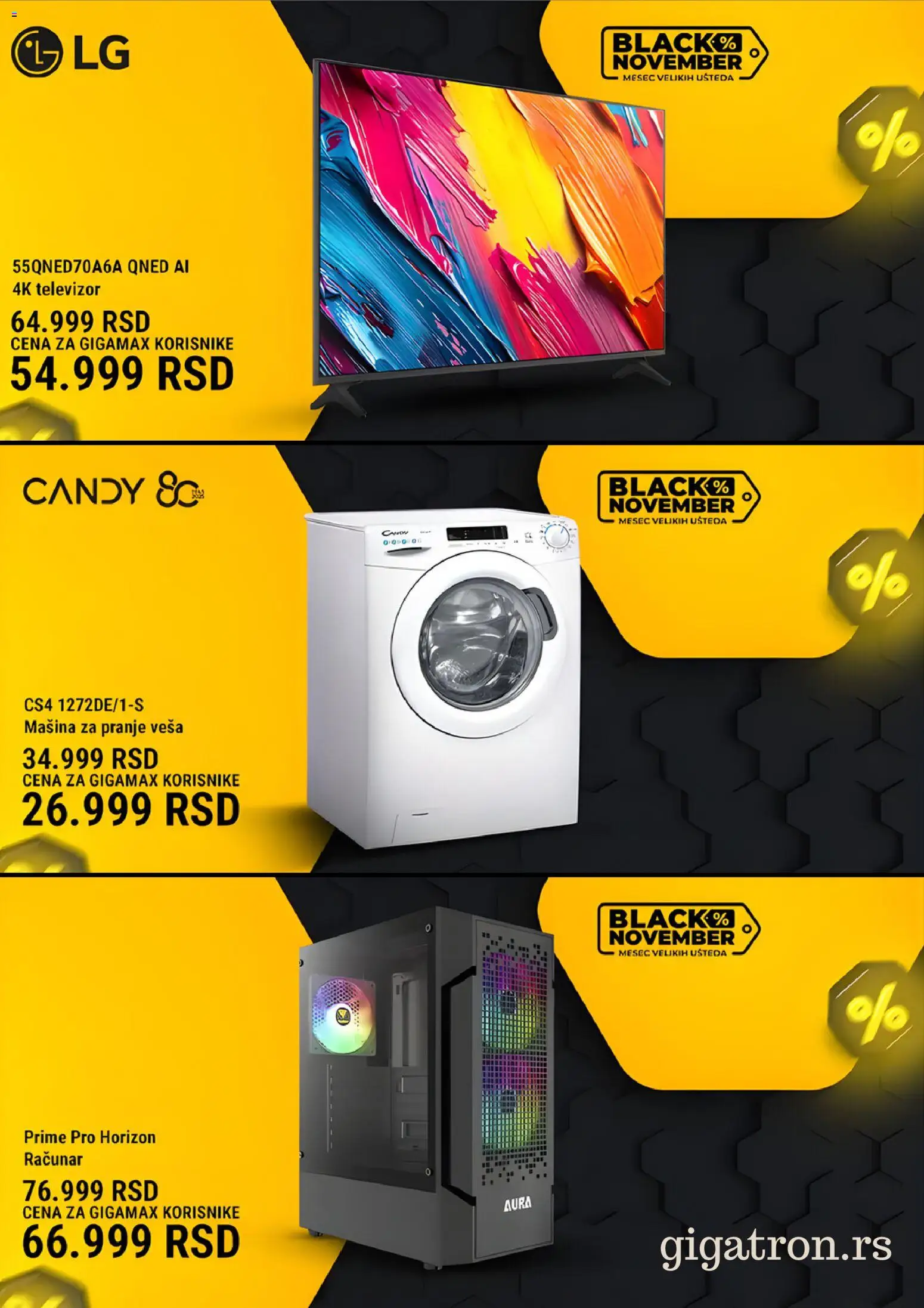 Gigatron katalog - važi od 03.11.2025 | Strana: 5 | Proizvode: Televizor, Mašina za pranje veša, Candy