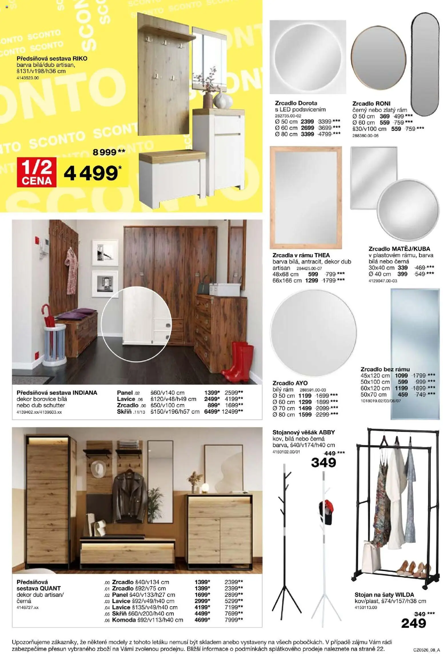 Sconto nábytek leták od 25.03.2026 | Strana: 8 | Produkty: Stojan na šaty, Komoda, Lavice, Zrcadlo