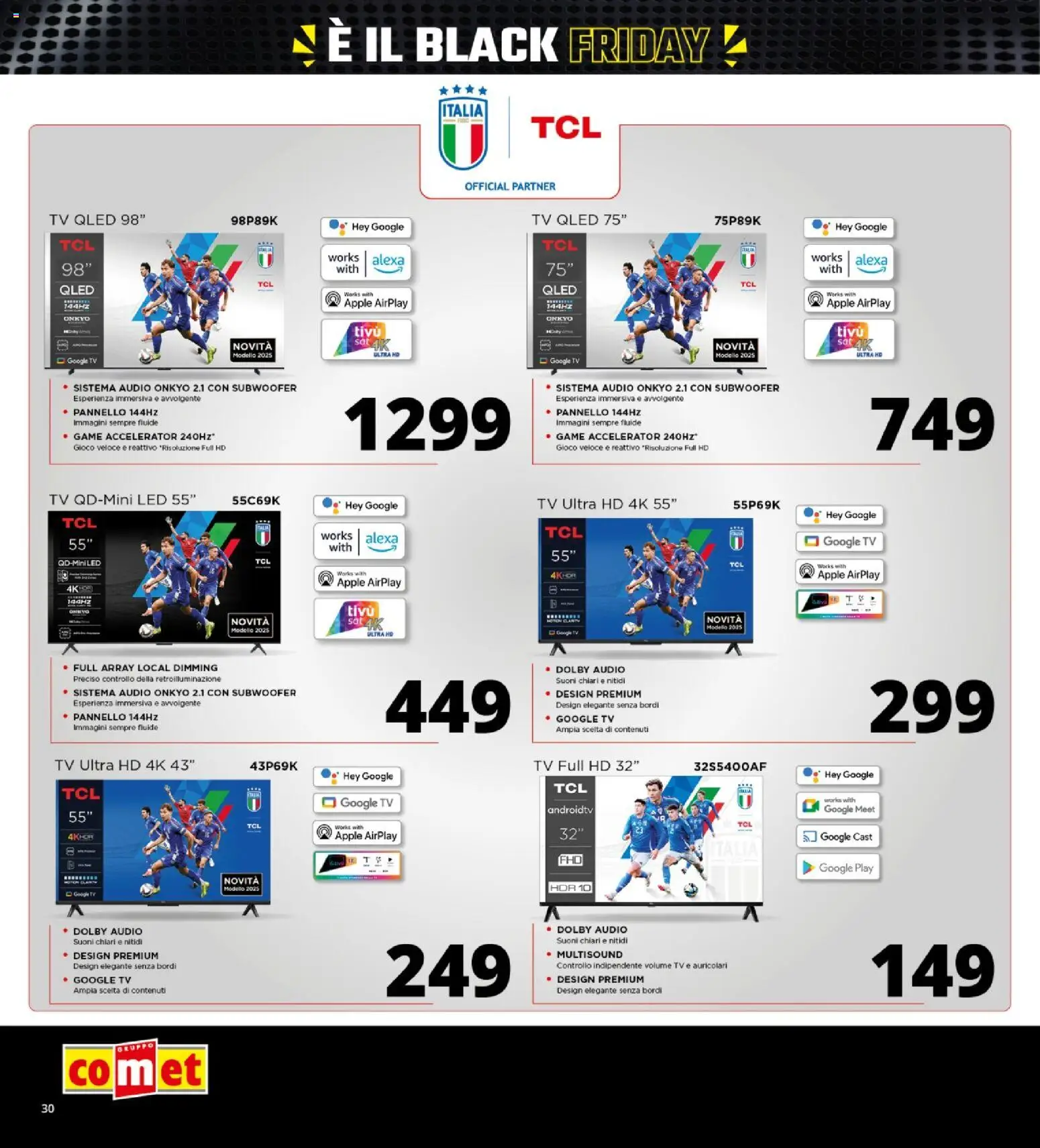 Volantino Comet del 13.11.2025 | Pagina: 30 | Prodotti: Auricolari, TV, Audio, Gioco