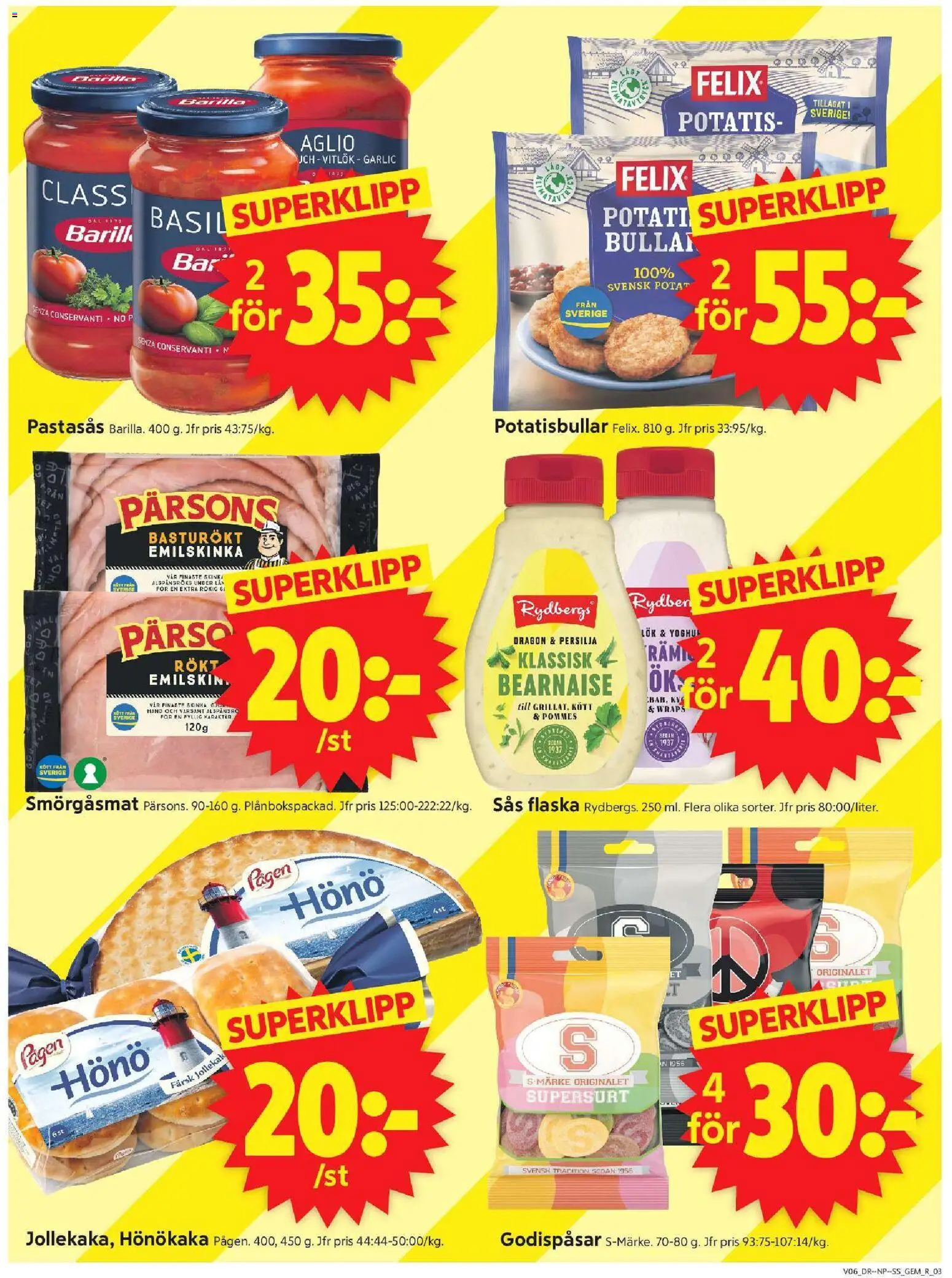 ICA Supermarket reklamblad aktuell från 02.02.2026 | Sida: 3 | Produkter: Hönökaka, Potatisbullar, Skinka, Persilja