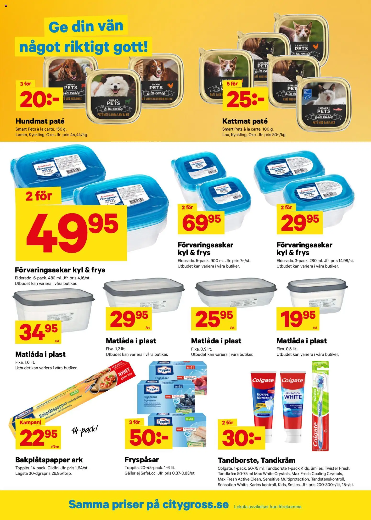 City Gross reklamblad aktuell från 13.04.2026 | Sida: 8 | Produkter: Bakplåtspapper, Matlåda, Kattmat, Frys