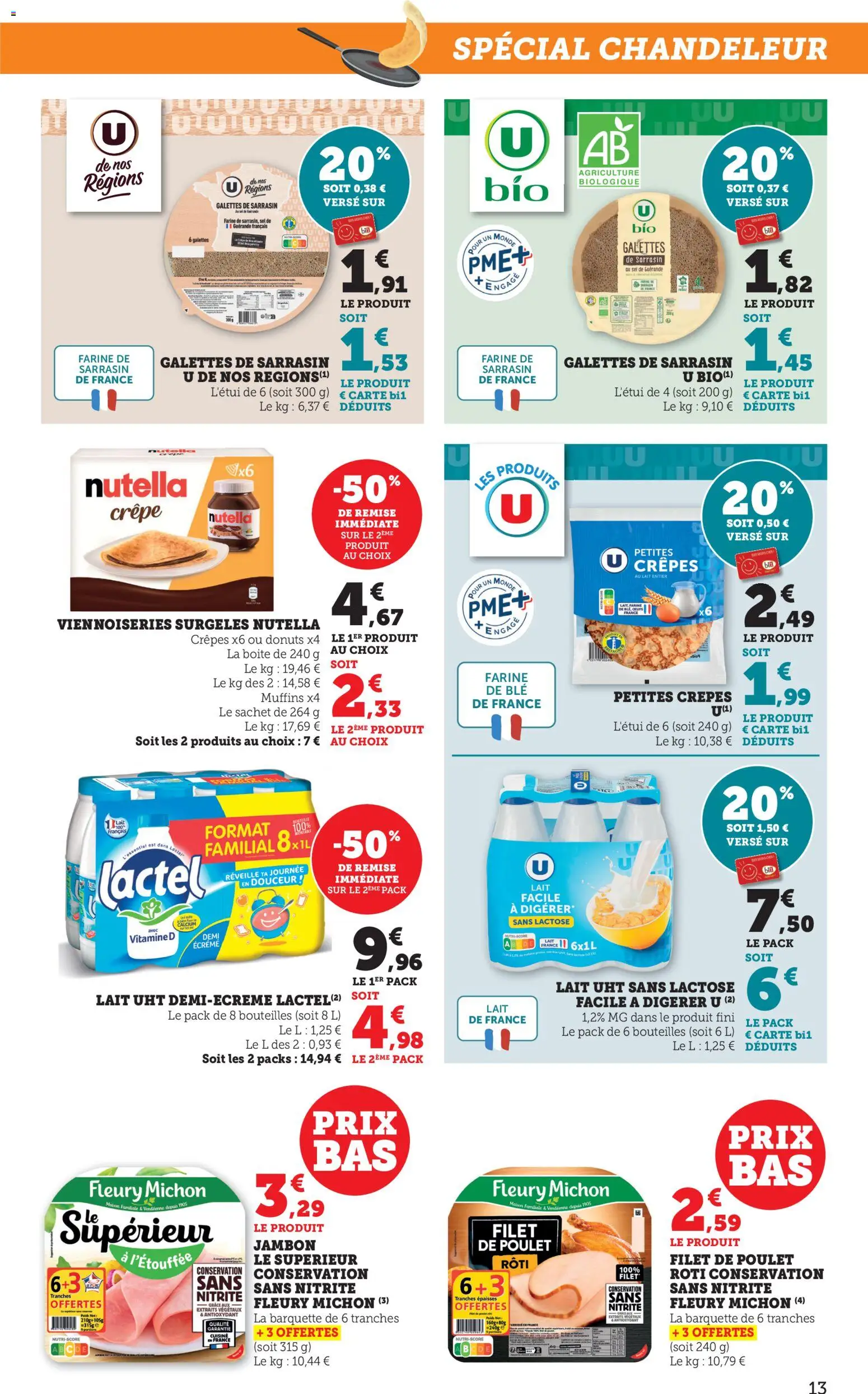 {H1} | Page: 13 | Produits: Muffins, Lait entier, Farine, Lait