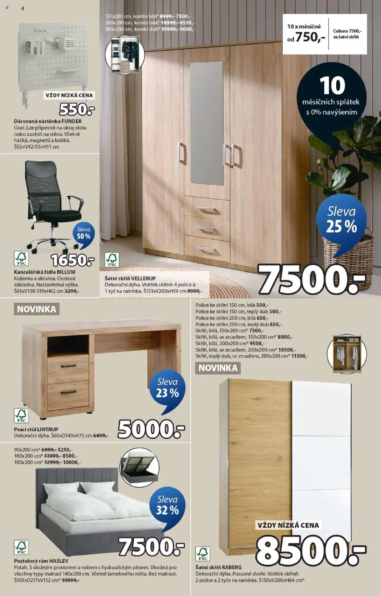 JYSK leták od 13.08.2025 | Strana: 4 | Produkty: Kancelářská židle, Skříně, Šatní skříň, Psací stůl