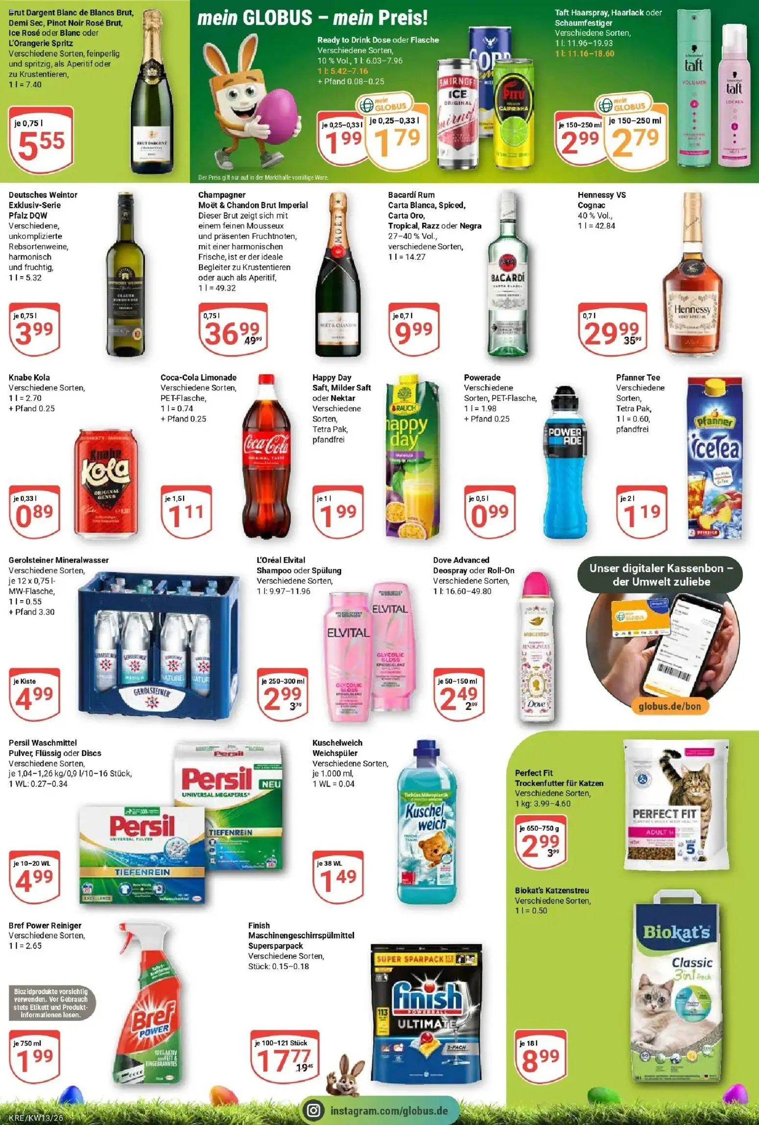 Globus prospekt Krefeld	 – gültig ab 22.03.2026 | Seite: 4 | Produkte: Bacardi, Limonade, Finish, Powerade