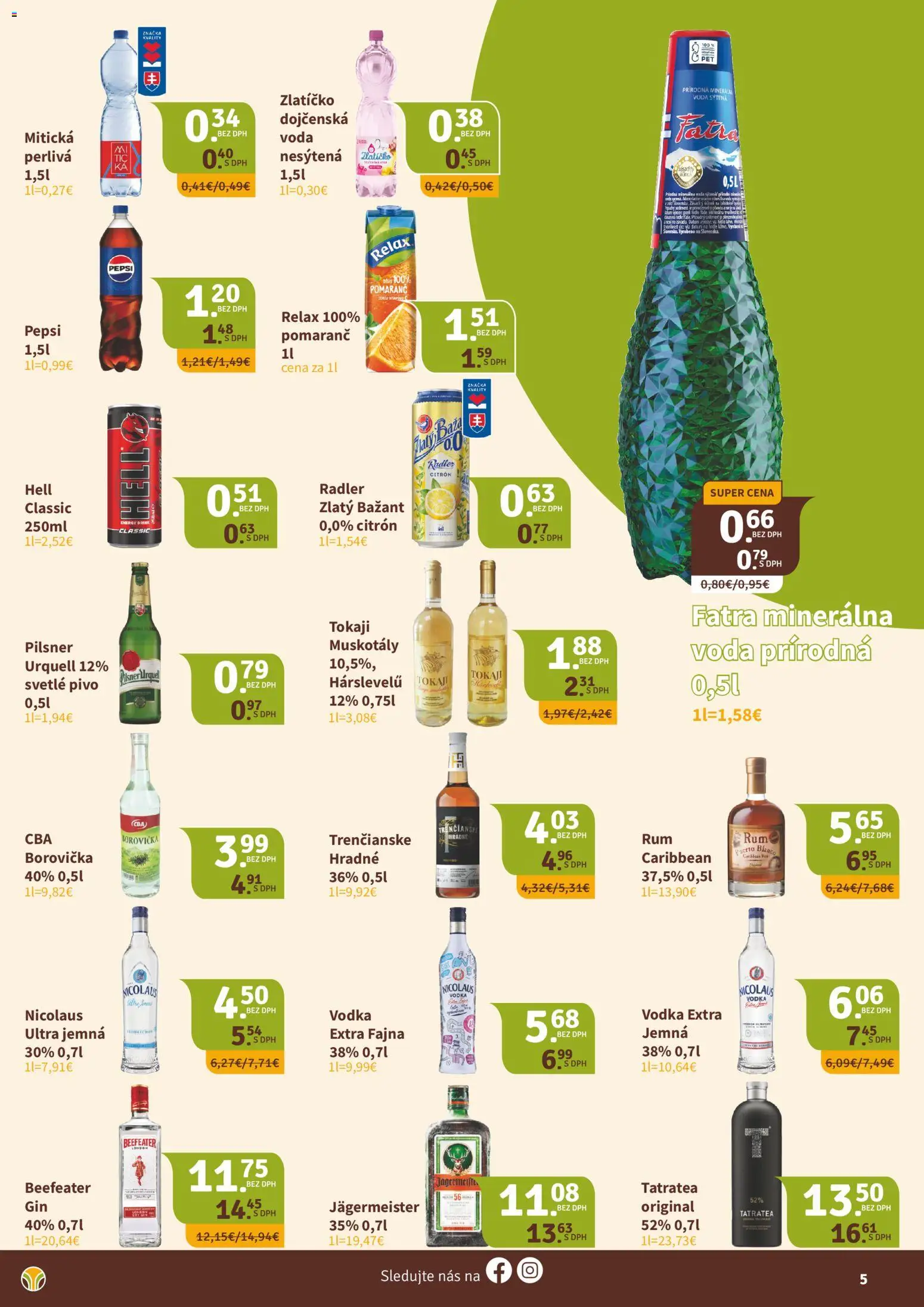 Nové Nitrazdroj akcie – leták je platný od 18.03.2026 | Strana: 5 | Produkty: Pivo, Beefeater, Zlatý Bažant, Voda