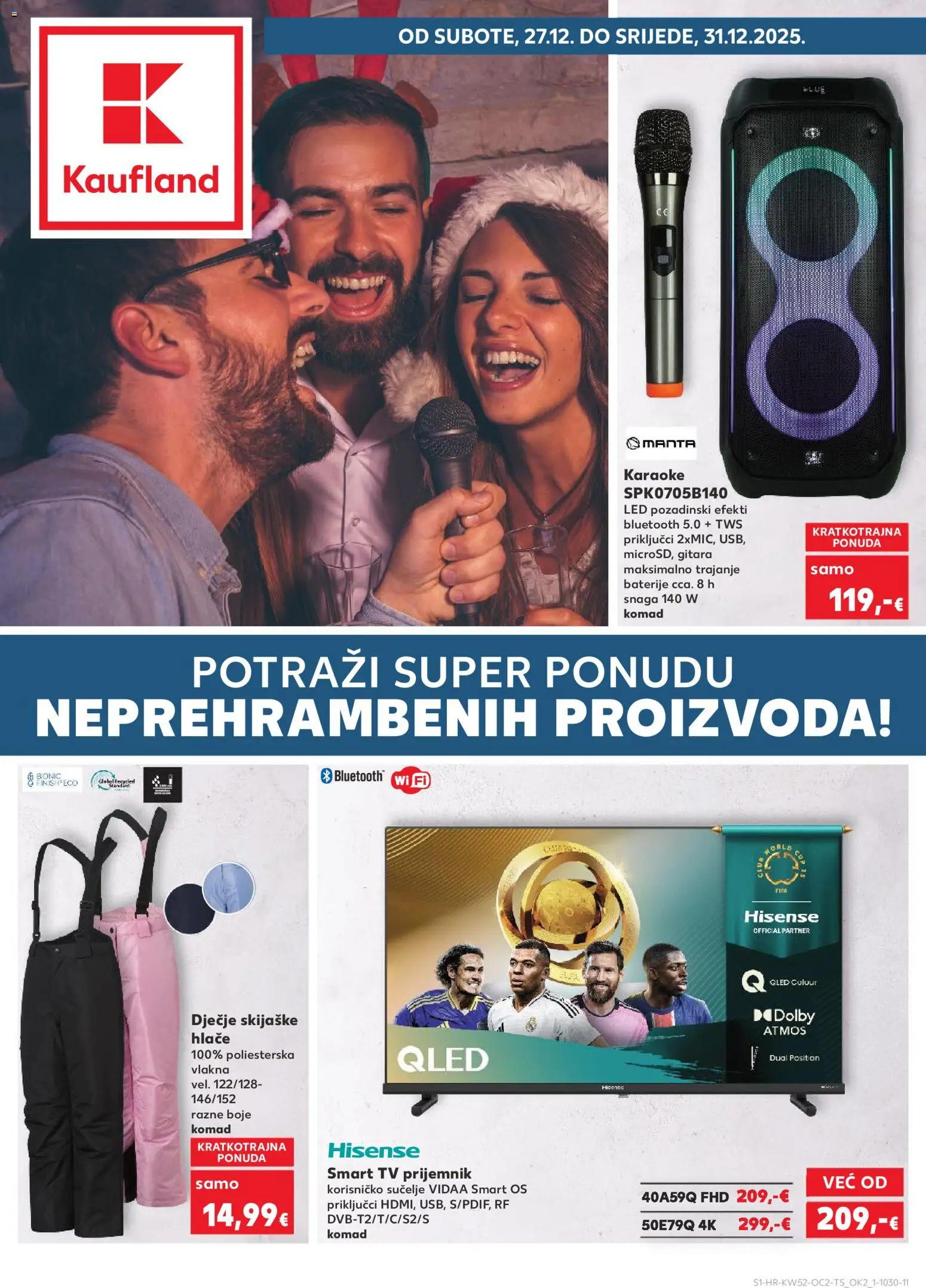 Kaufland HR akciós ujság - amely érvényes a következő dátumtól: 27.12.2025 | Oldal: 1 | Termékek: TV, Smart tv