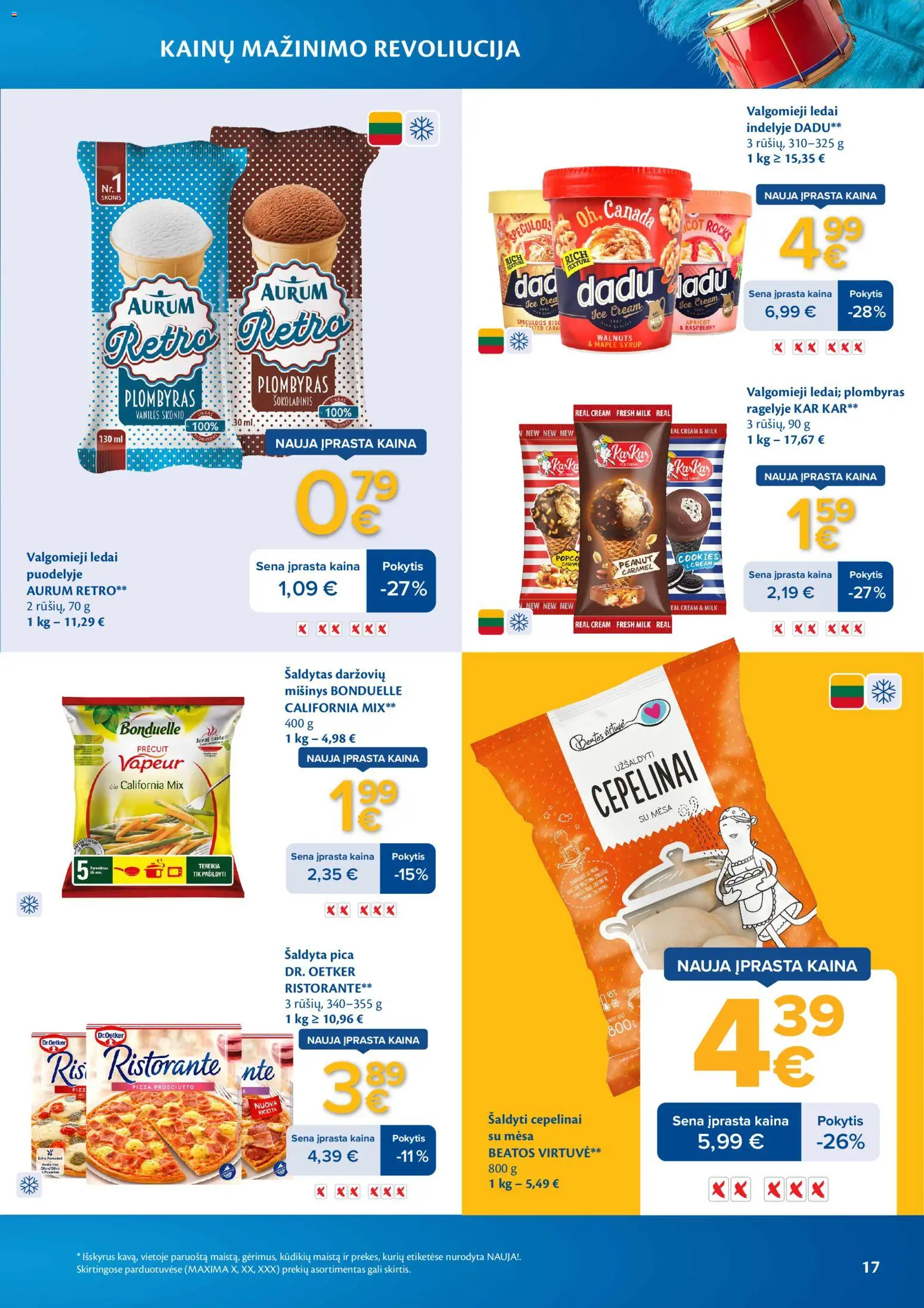 MAXIMA akcijos nuo 03.03.2026 | Puslapis: 17 | Prekių: Ledai, Plombyras, Pica, Valgomieji ledai